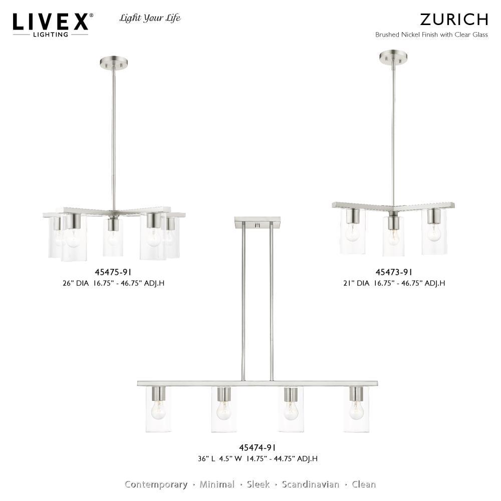 Livex Lighting Zurich 4 - Light Chandelier in  Brushed Nickel