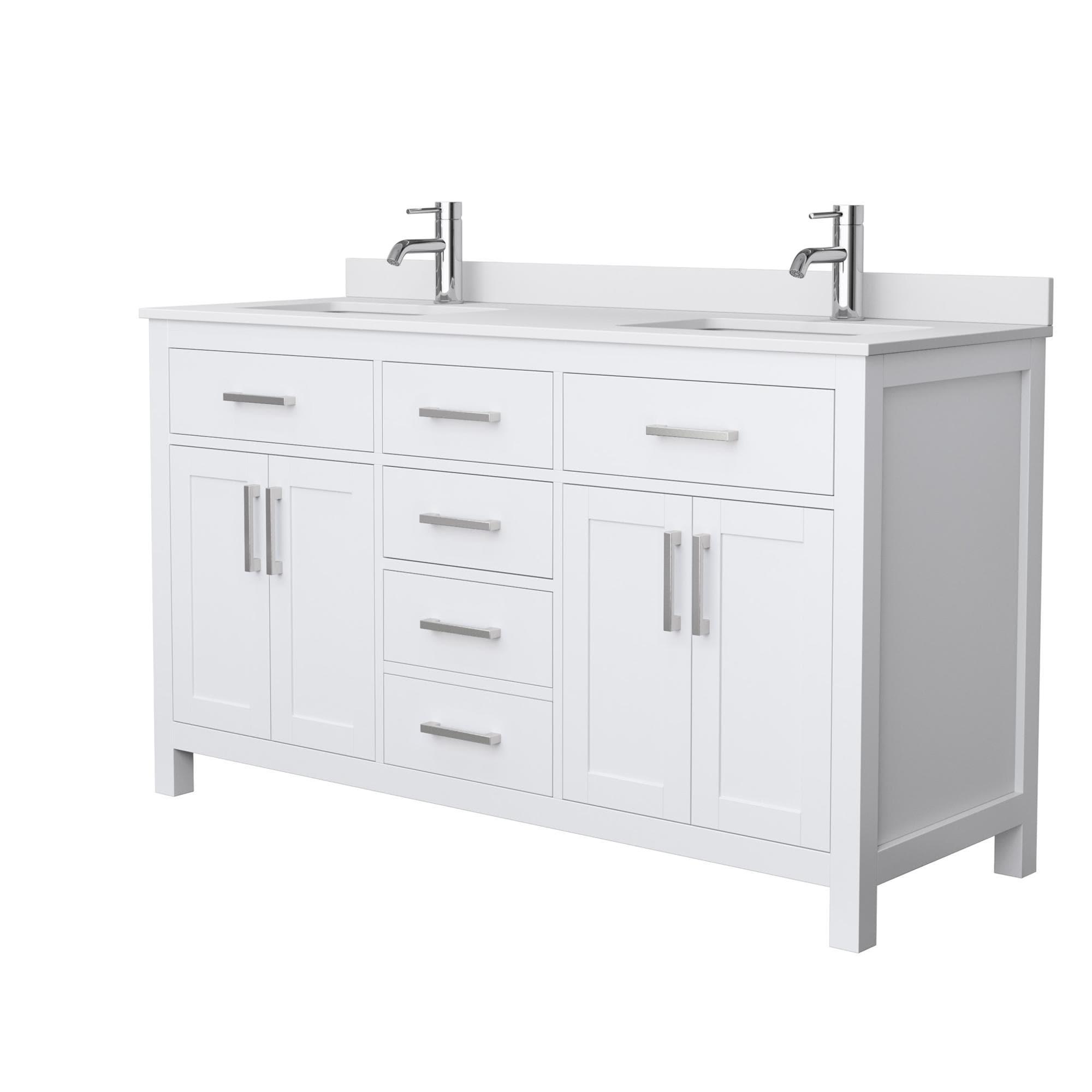 Beckett 60" Freestanding Double Bathroom Vanity with Cultured Marble Top