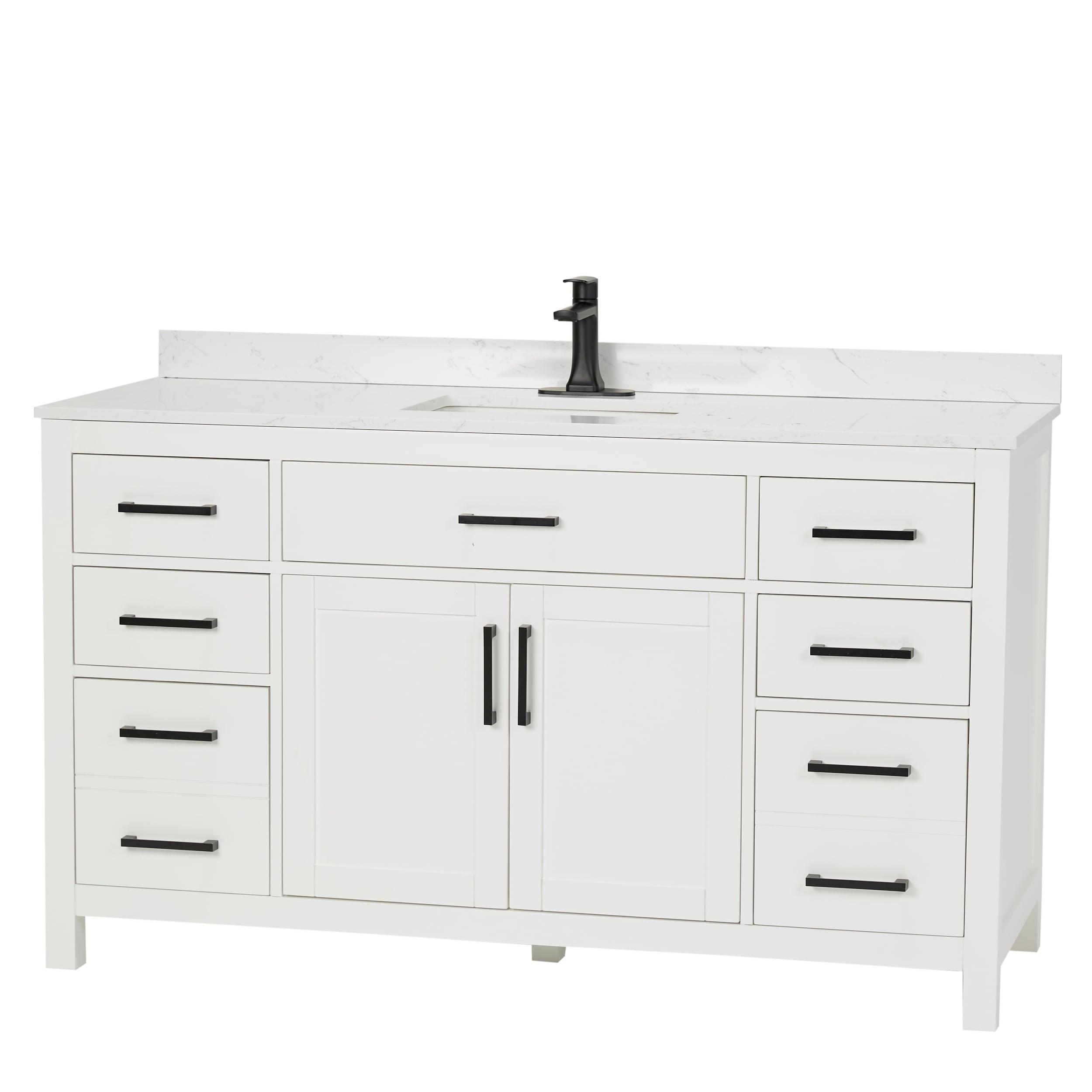 Beckett 60" Freestanding Single Bathroom Vanity with Cultured Marble Top