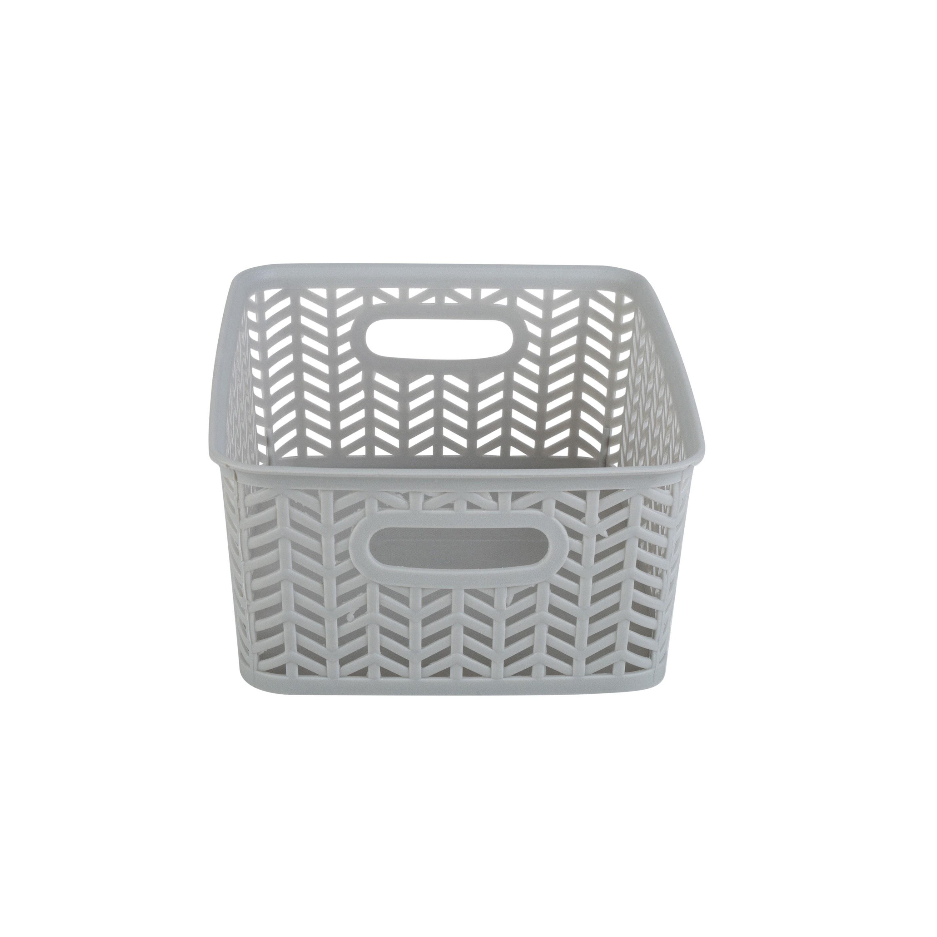 Simplify 3 Pack Small Herringbone Plastic Storage Basket In Grey