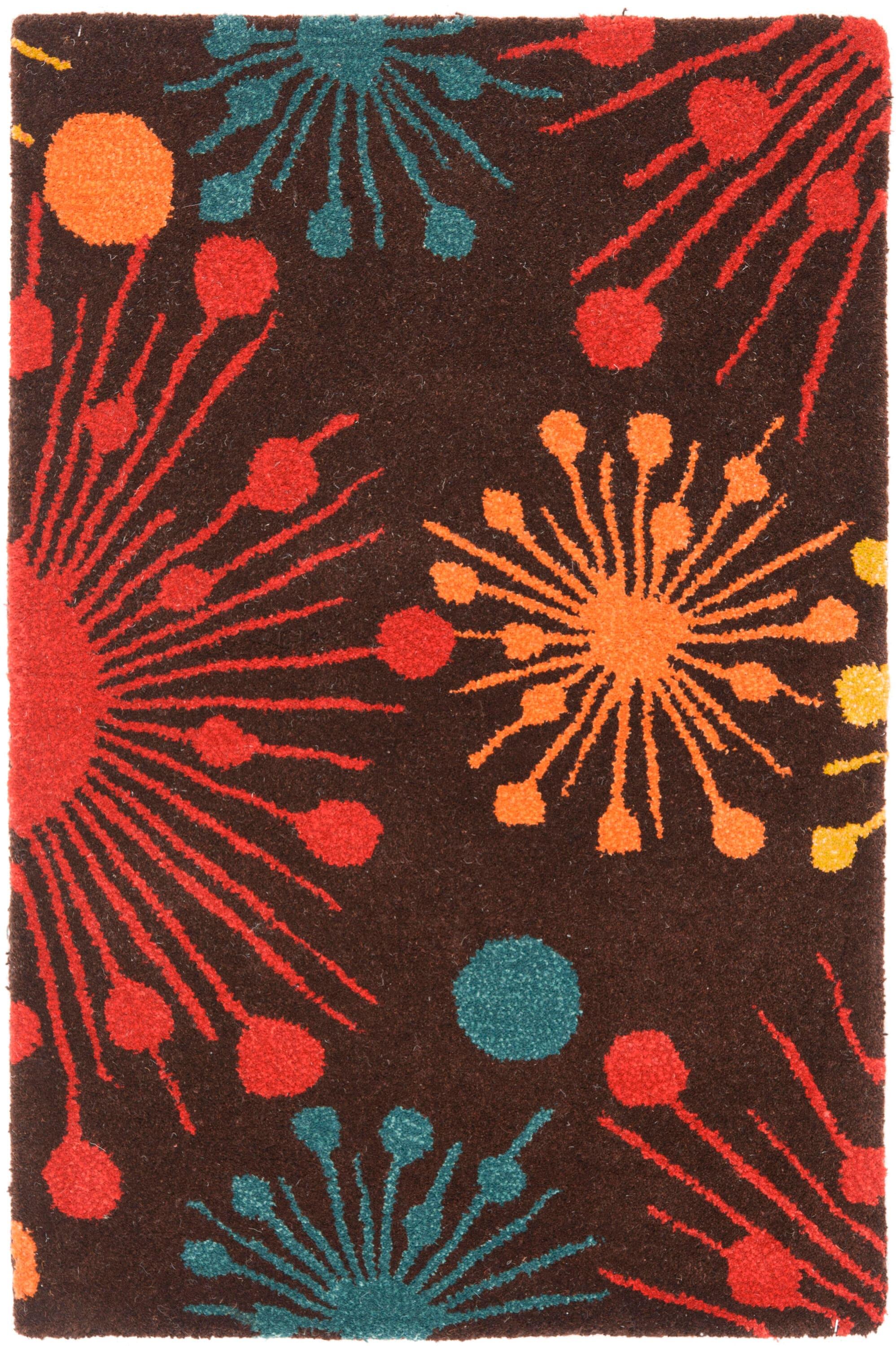 SAFAVIEH Soho Danielle Fire Works Wool Area Rug, Brown/Multi, 2' x 3'