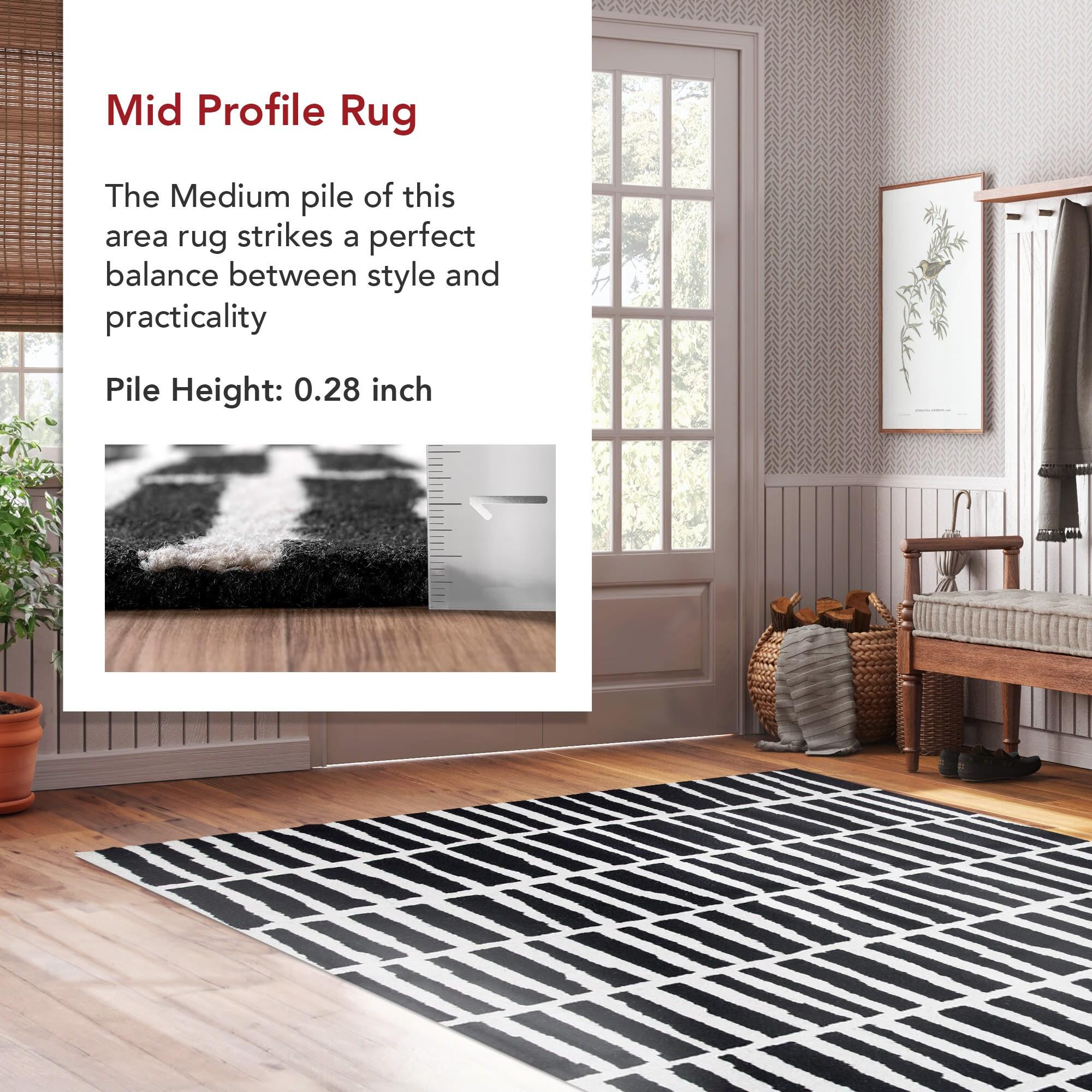 Nuloom Lemuel Geometric 5x8 Wool Indoor Area Rug for Living Room Bedroom Dining Room Kitchen, Black/Ivory