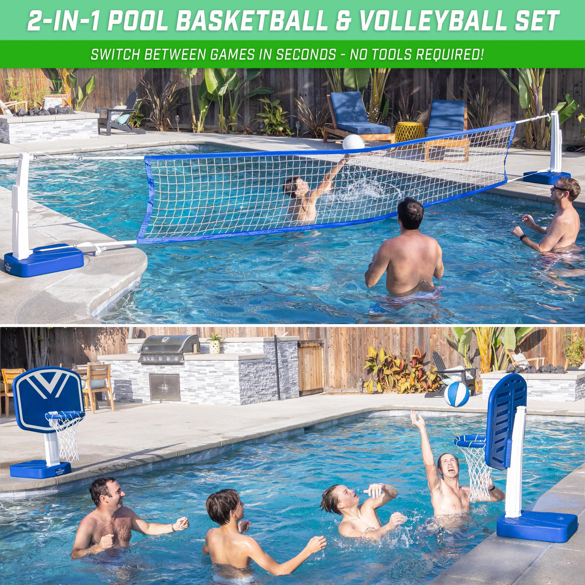 GoSports Gosports Splash Hoop 2-In1 Full Court Pool Basketball & Volleyball Game Set