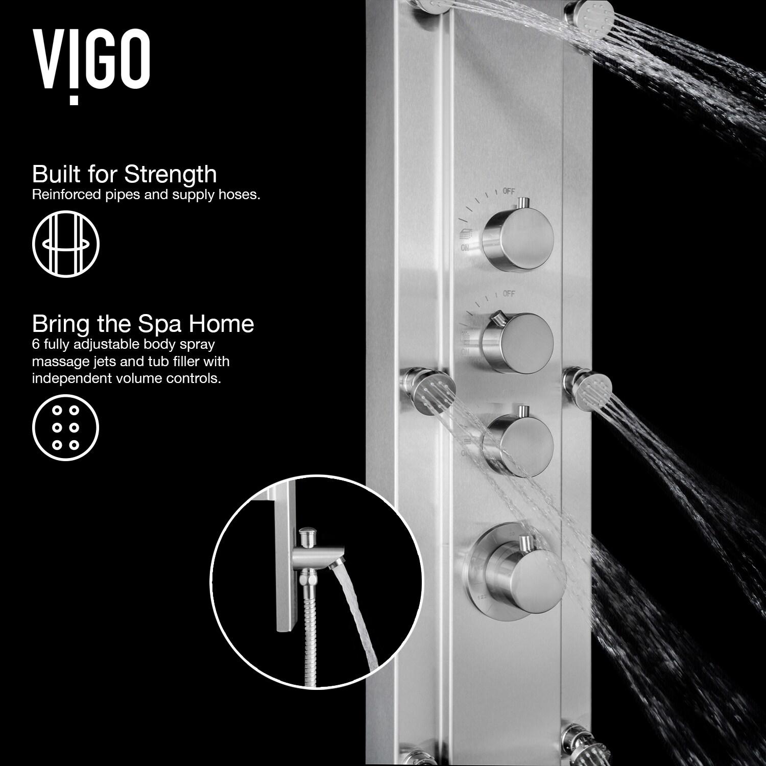 Mateo 60" H X 7" W 6-Jet Shower System & Tub Filler with Hand Shower Wand and Rainfall Shower Head