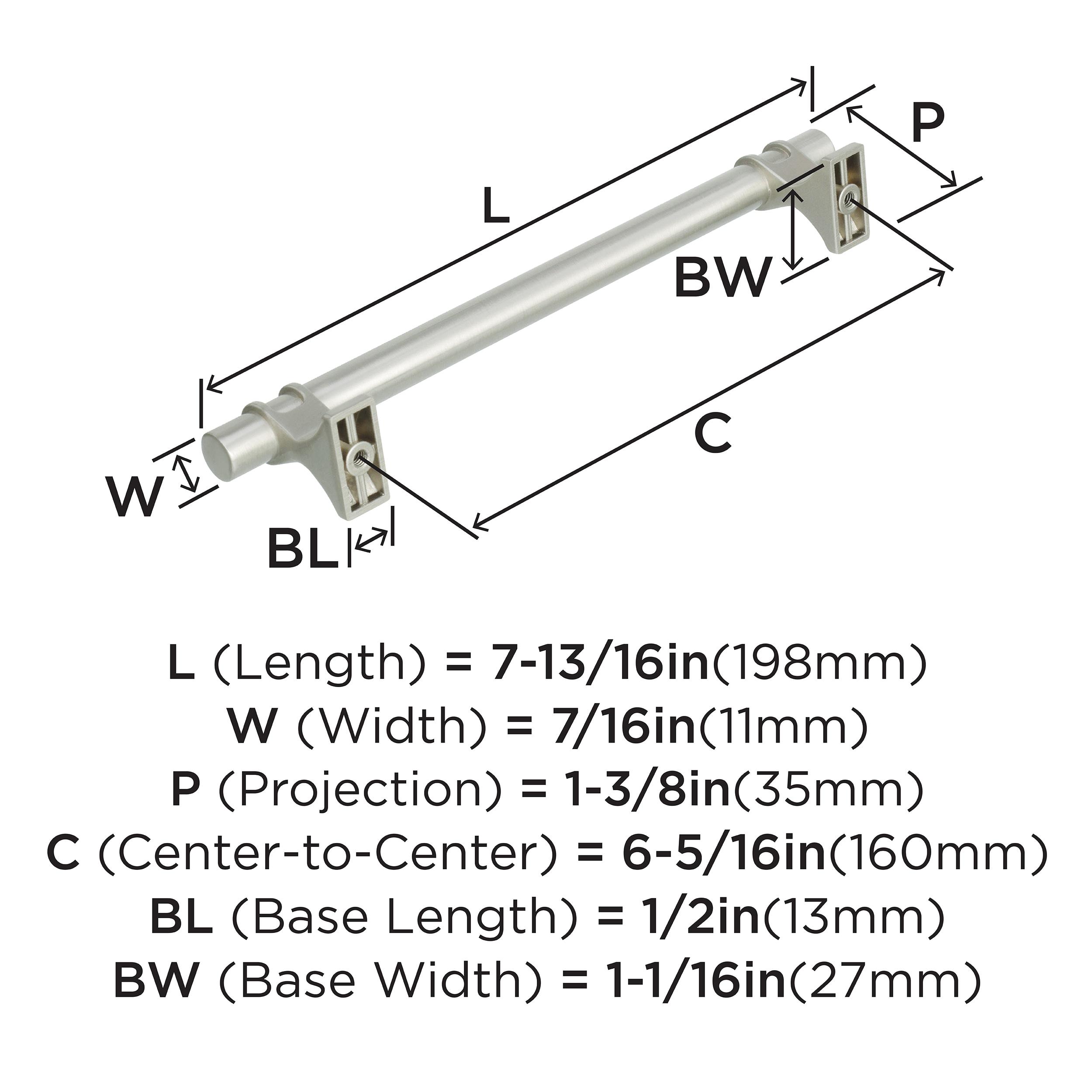 Amerock Davenport 6-5/16 inch (160mm) Center-to-Center Satin Nickel Cabinet Pull