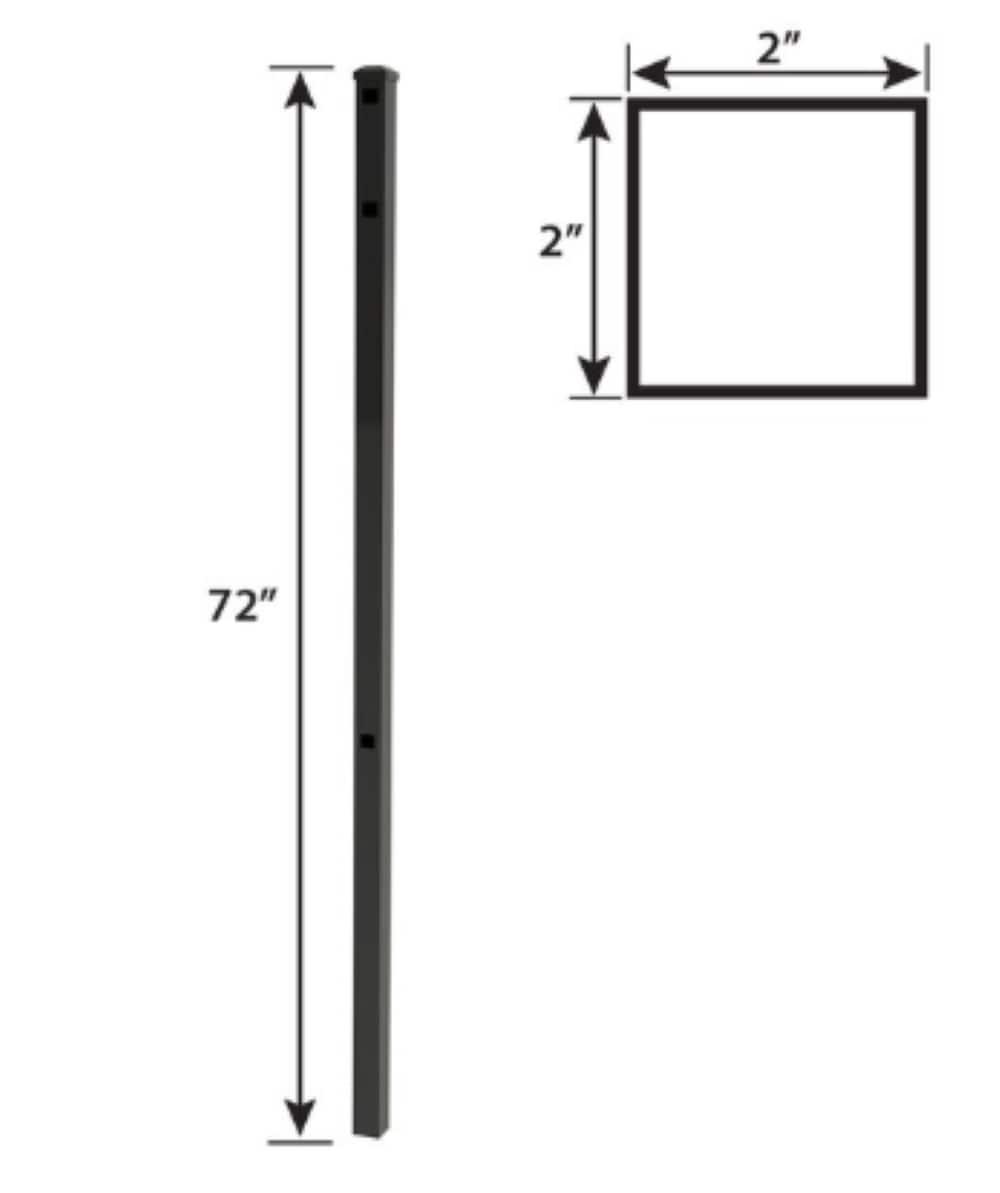 Deckorators 2 in. x 2 in. x 84 in. Aluminum Fence Post Kit, Textured Black