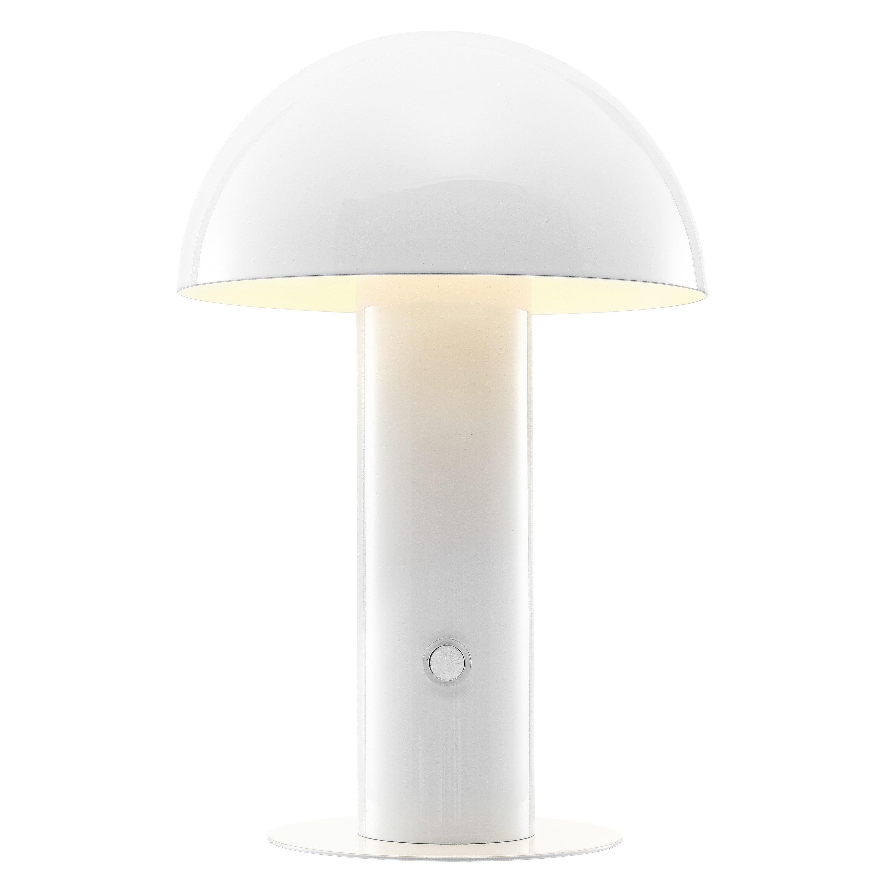 Boletus 10.75" Contemporary Bohemian Rechargeable/Cordless Iron Integrated Portable LED Mushroom Table Lamp, White