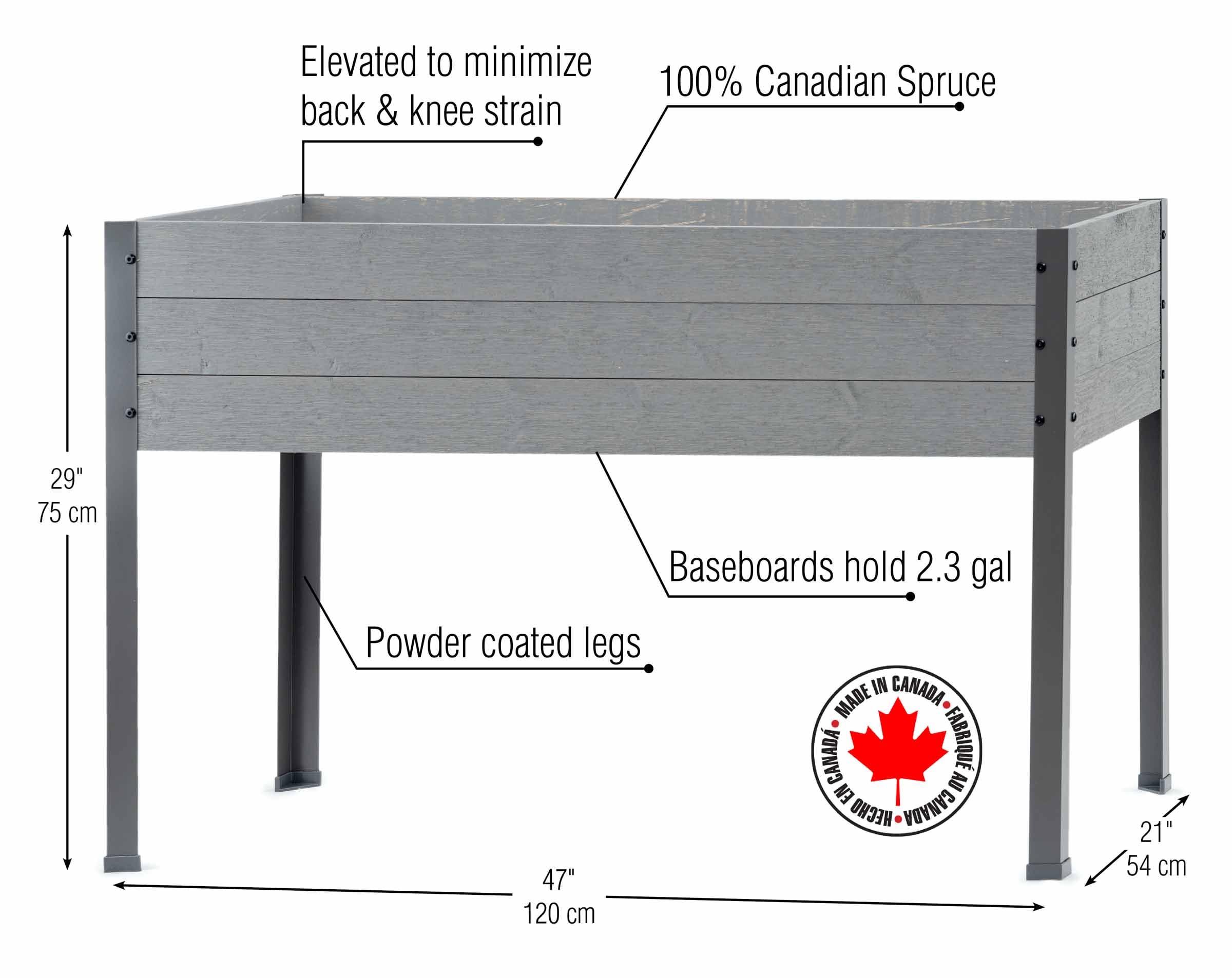 Gray Spruce and Steel Elevated Outdoor Planter Box