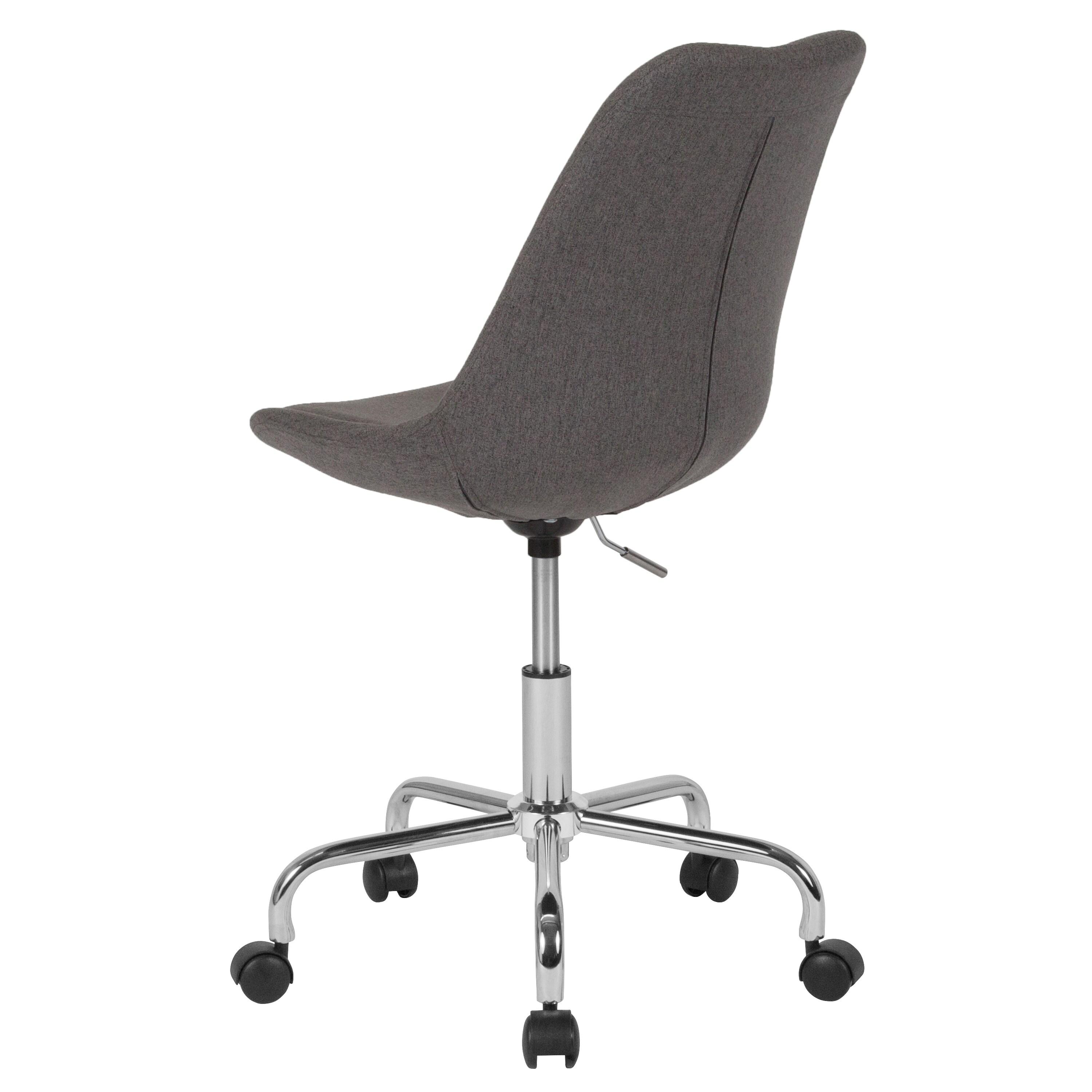 Flash Furniture Aurora Series Mid-Back Dark Gray Fabric Task Office Chair with Pneumatic Lift and Chrome Base