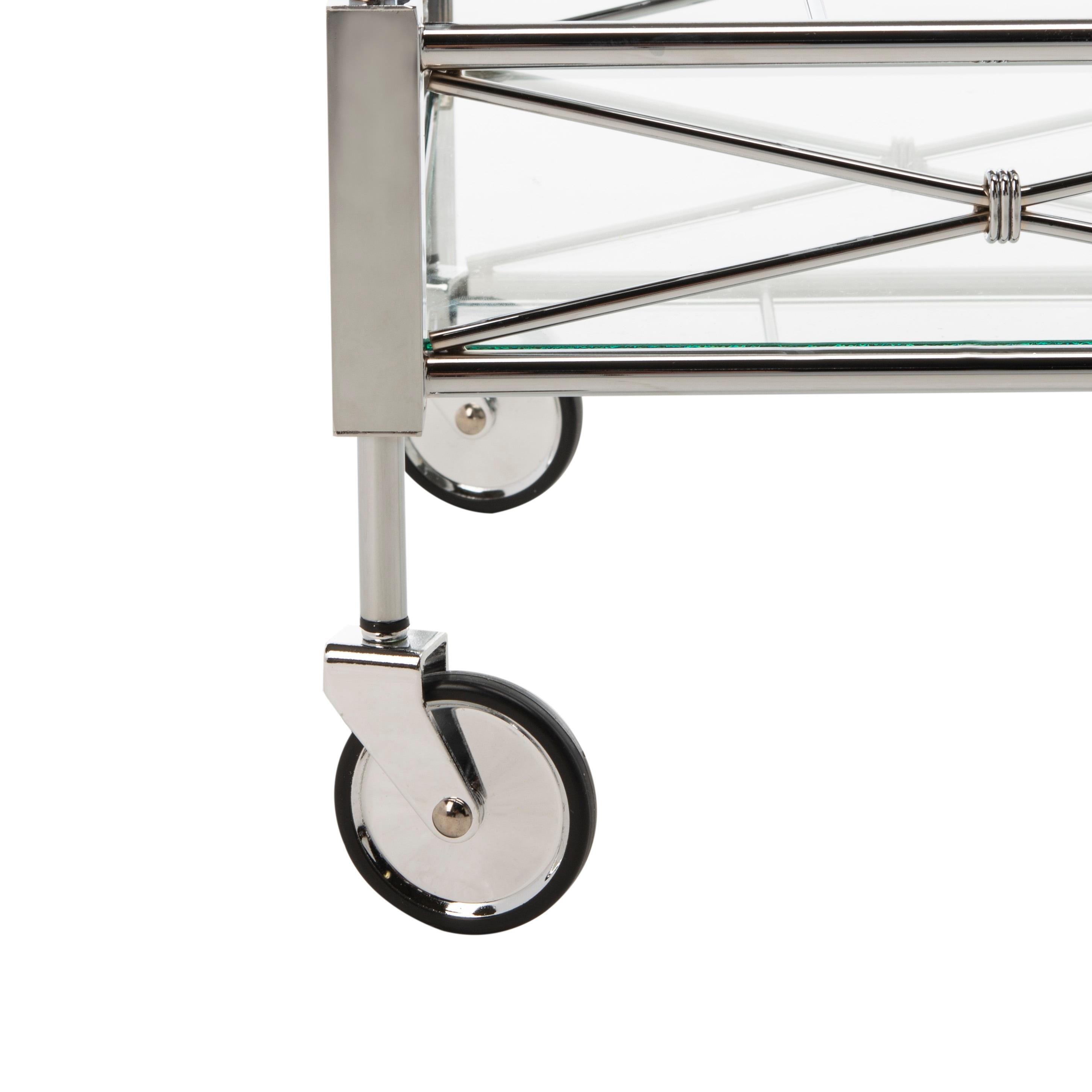 Ingrid 2 Tier Bar Cart - BCT8000A - Chrome/Glass - Safavieh