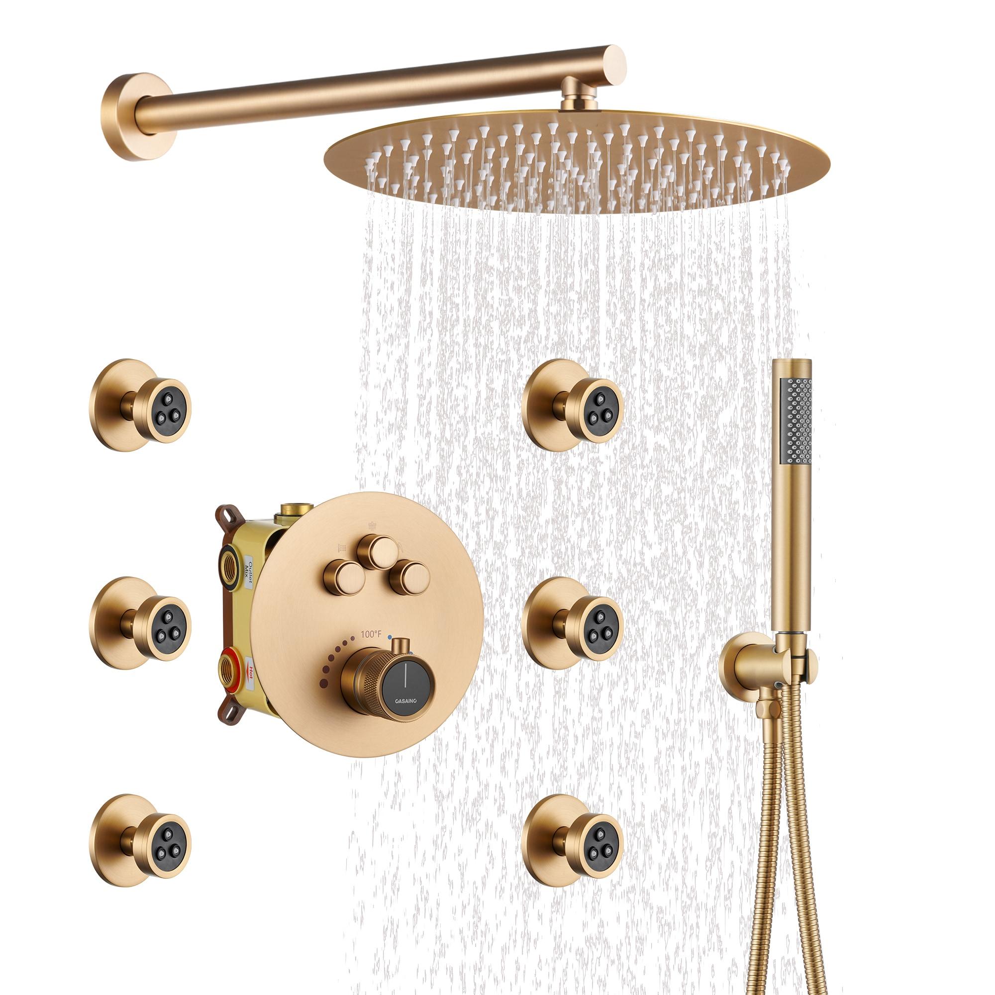 Thermostatic Rainfall Shower System with Rough in-Valve and Shower Body Spray