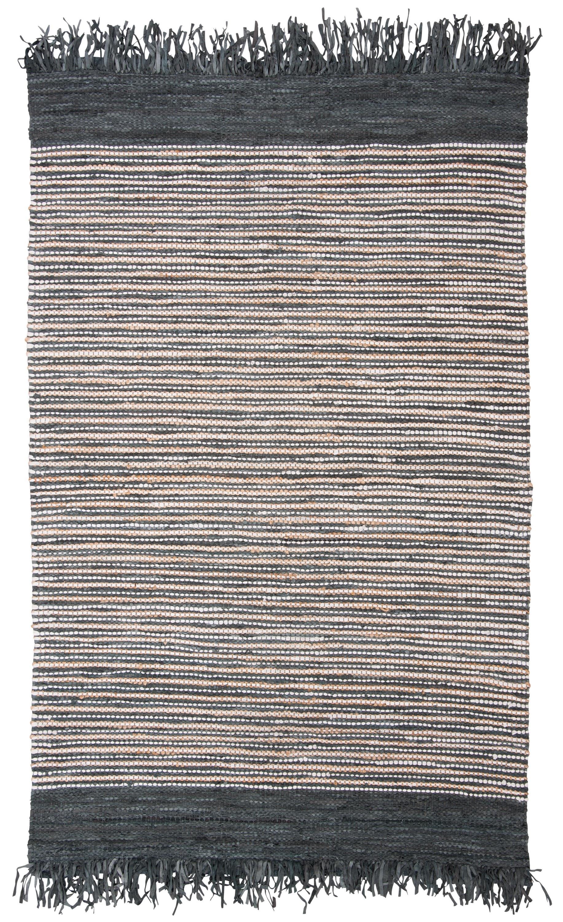 Vintage Leather VTL373 Hand Woven Indoor Area Rug - Dark Grey/Multi - 6'x9' - Safavieh.