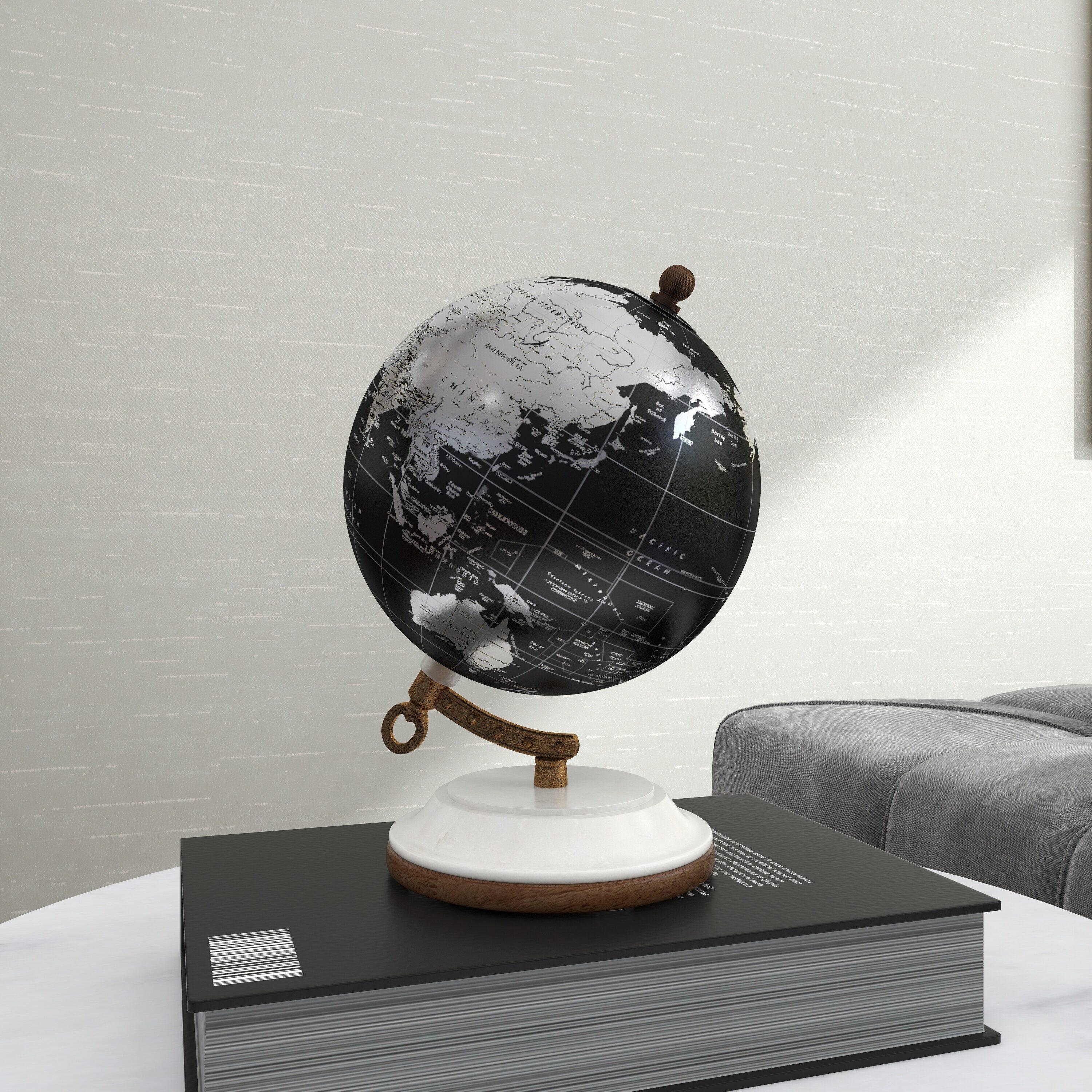 DecMode 5" Black Globe with Marble Base