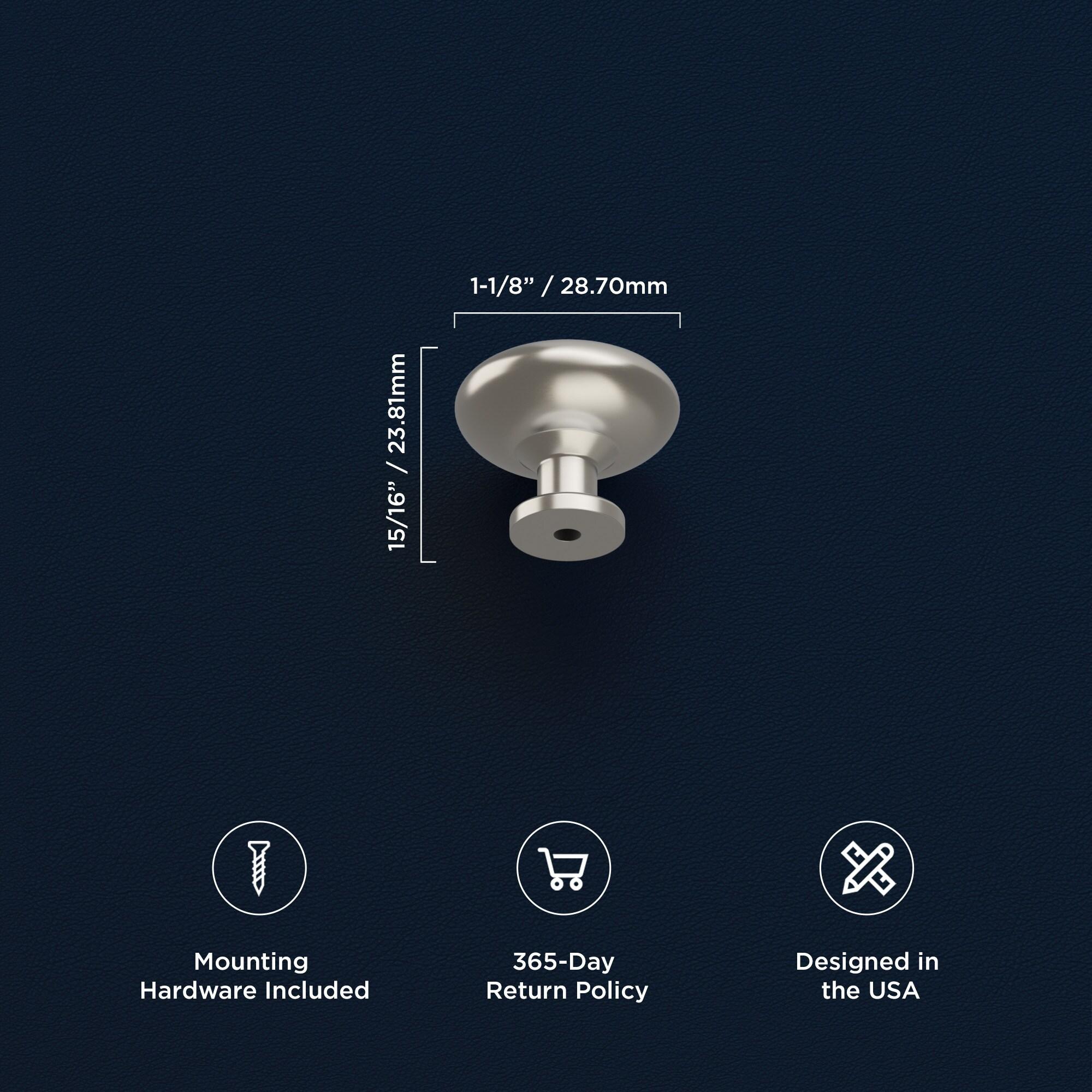 Hickory Hardware Heritage Designs Kitchen Cabinet Knobs, 1 1/8" Round Knob Pull for Doors, Drawers and Dressers (Set of 10)