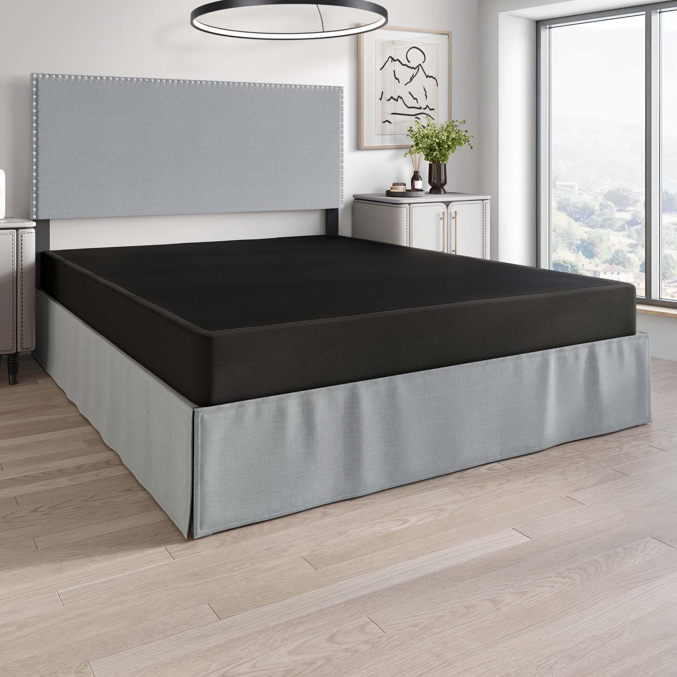 ChaletPosh Queen Metal Box Spring In Black Linen