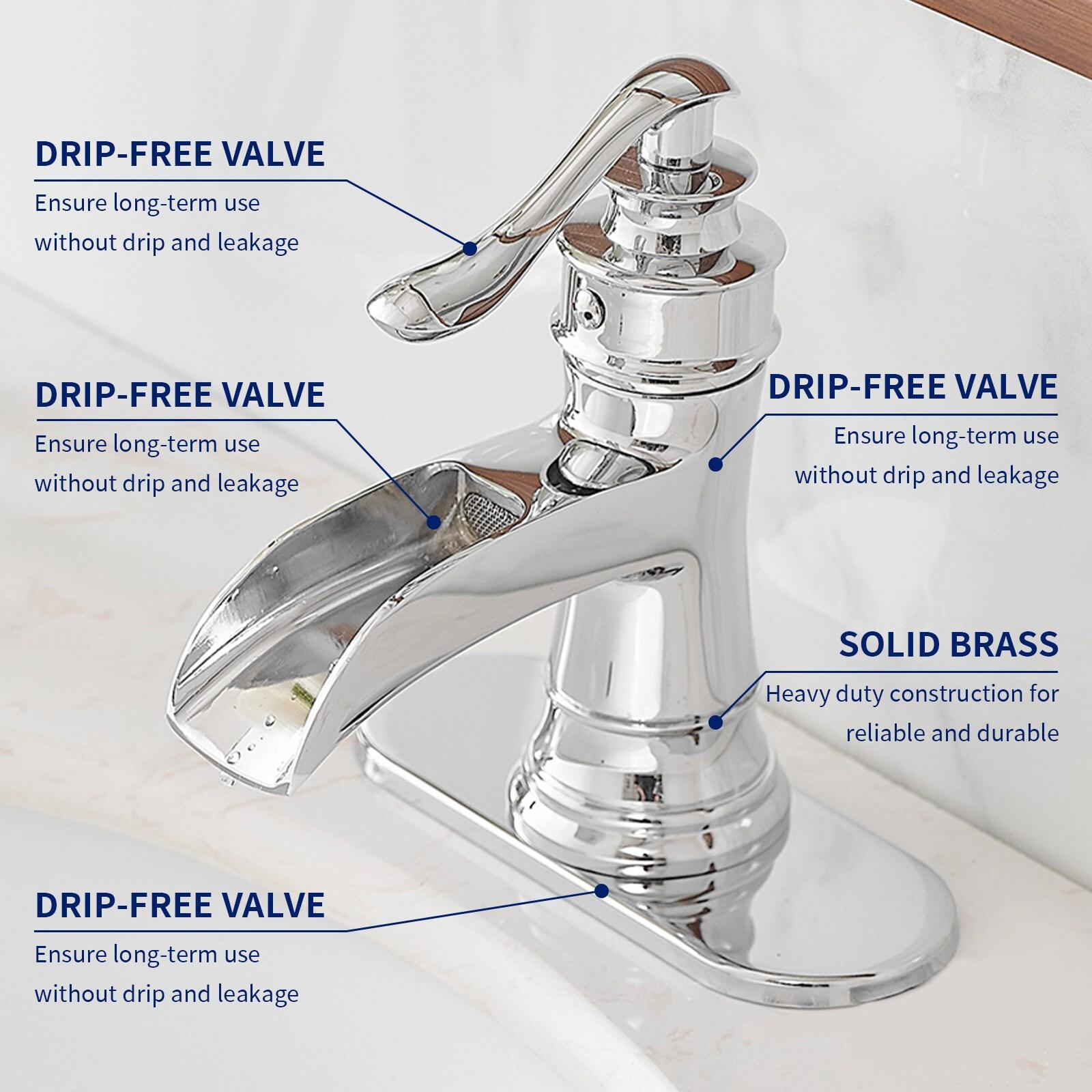 BWE Waterfall Single Hole Single-Handle Low-Arc Bathroom Faucet With Pop-up Drain Assembly