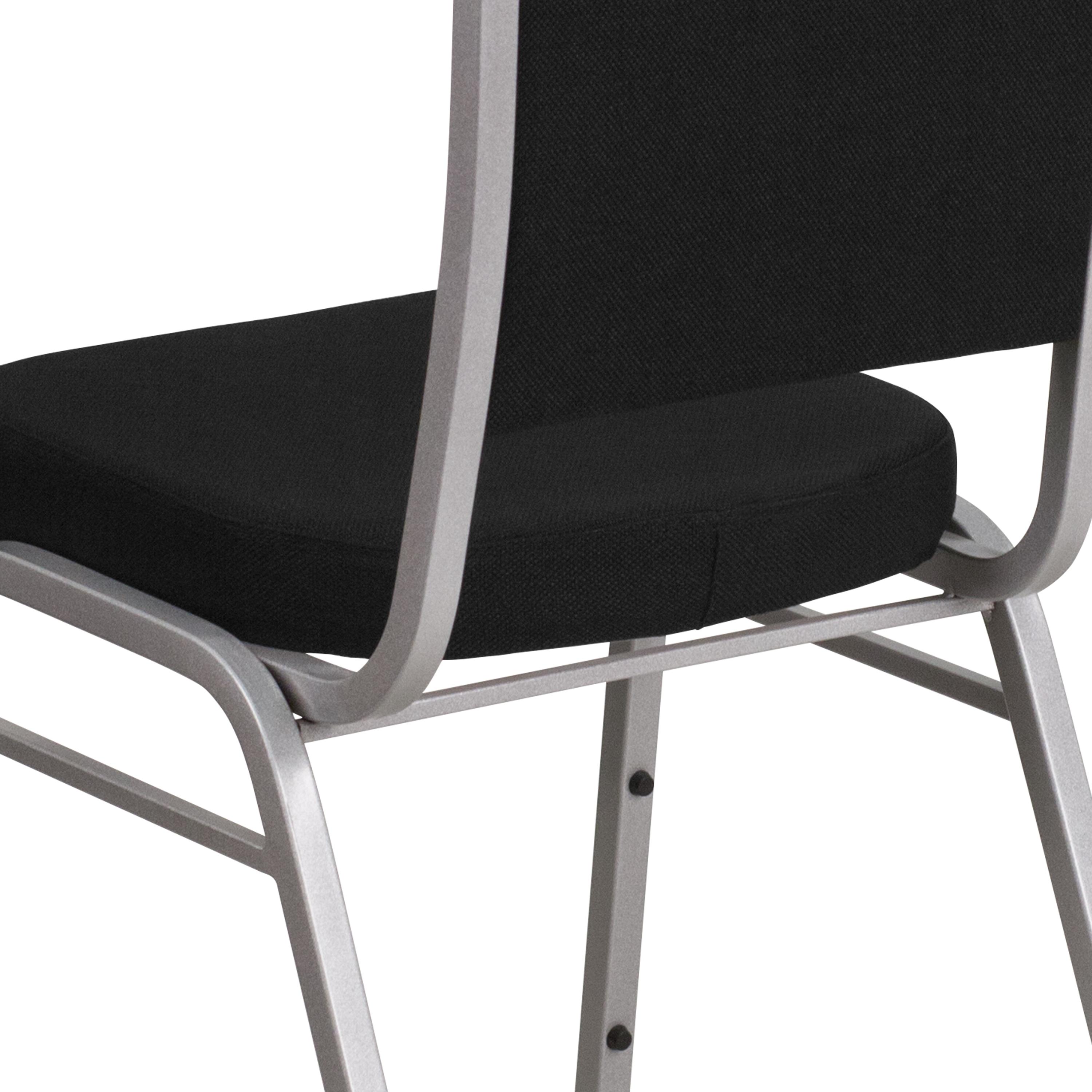 Flash Furniture HERCULES Series Crown Back Stacking Banquet Chair in Black Fabric - Silver Frame