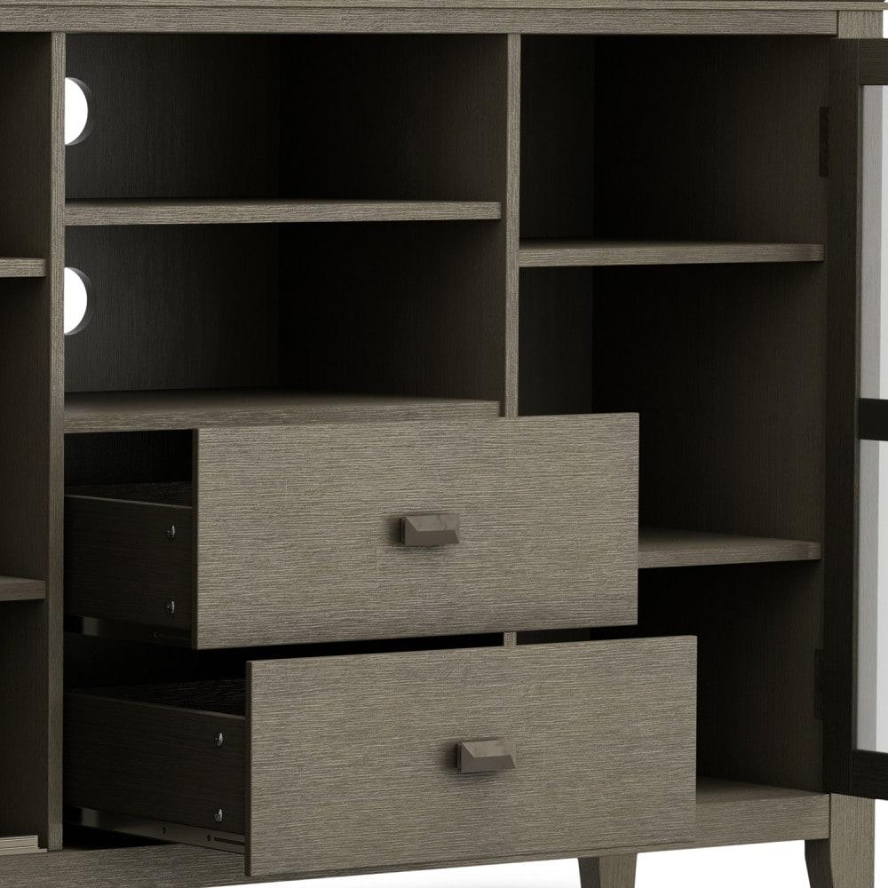 Simpli Home Artisan 53"W Solid Wood Contemporary Tall TV Stand for TVs up to 60" with Adjustable Shelves
