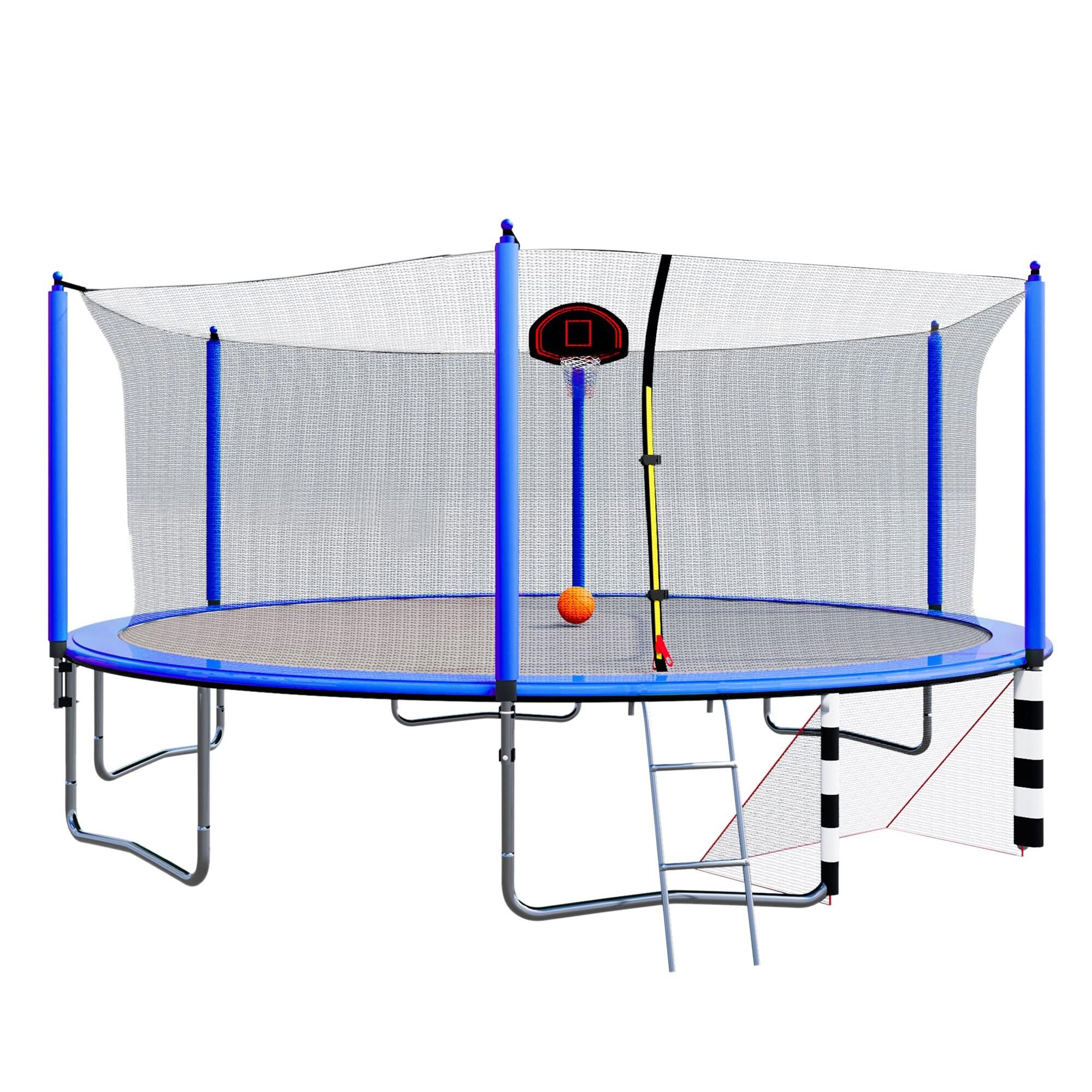 SHANRUGUOJI 16Ft Trampoline With Basketball Hoop Pump And Ladder(Inner Safety Enclosure) With Soccer Goal