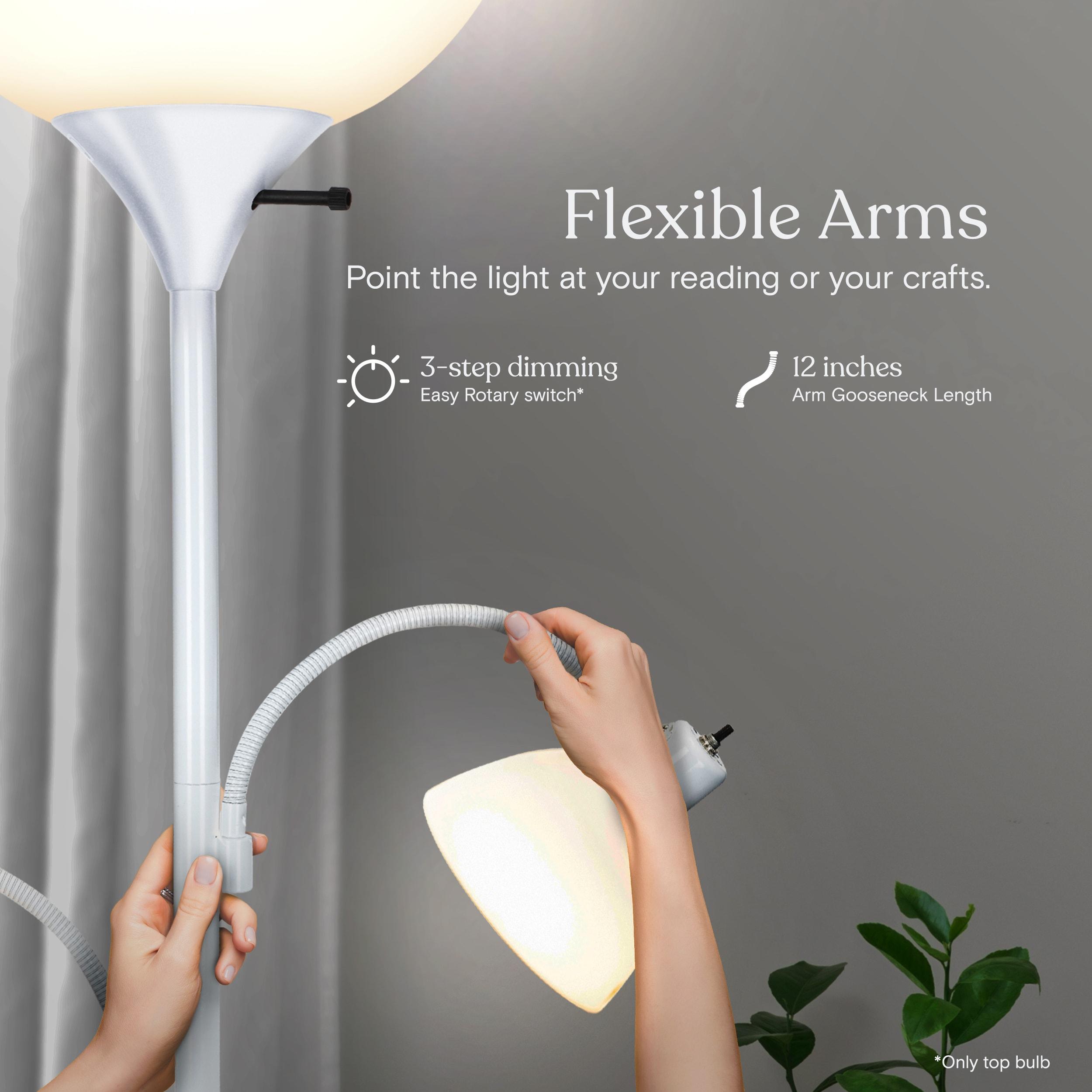 Brightech Dome Double 72 in. Industrial 3-Light 3-Way Dimming LED Floor Lamp with 3 Plastic Bowl Shades