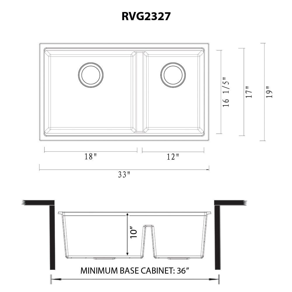 Ruvati 33-inch epiRock Workstation Double Bowl Undermount Kitchen Sink