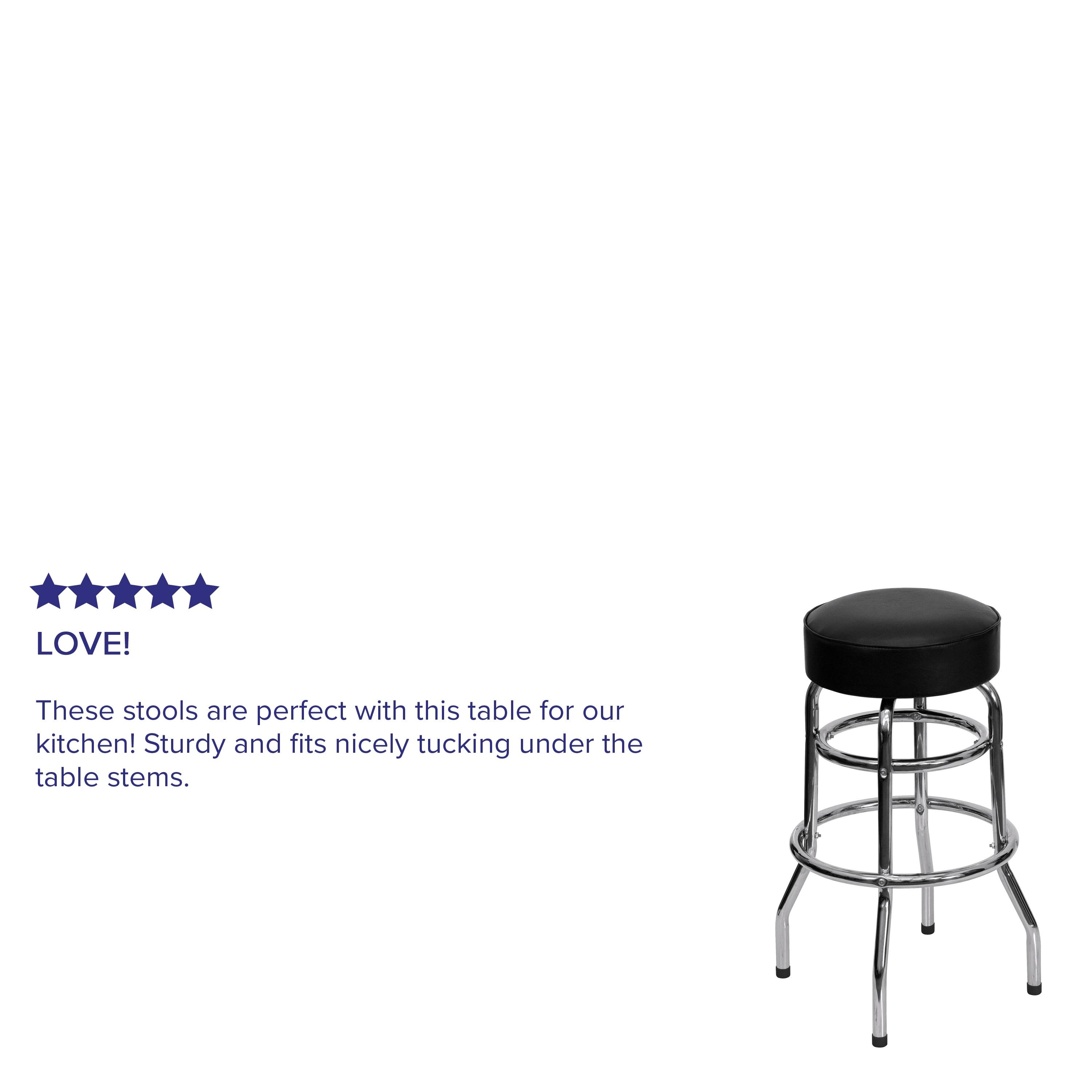 Flash Furniture Double Ring Chrome Barstool with Black Seat