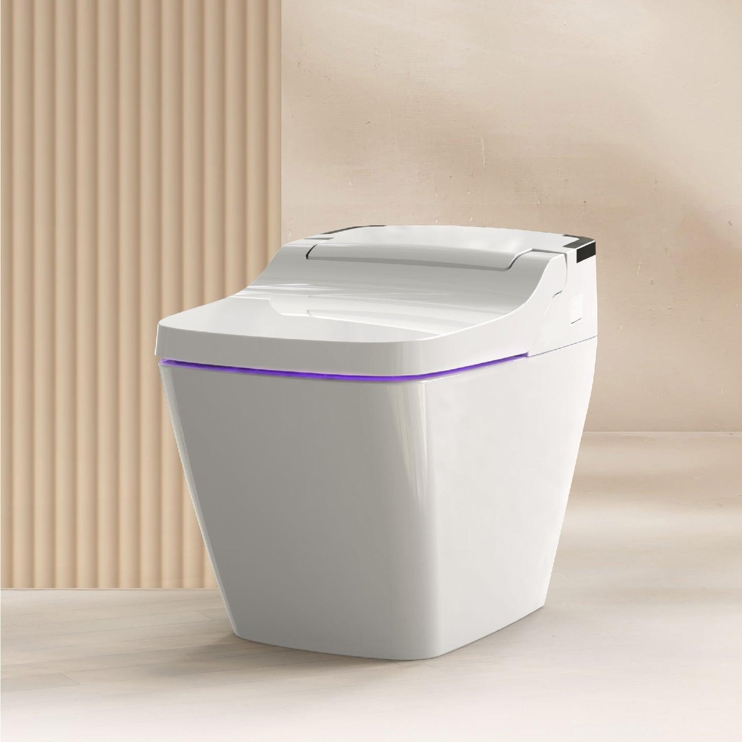 White Smart Bidet Toilet with Heated Seat and Auto Flush