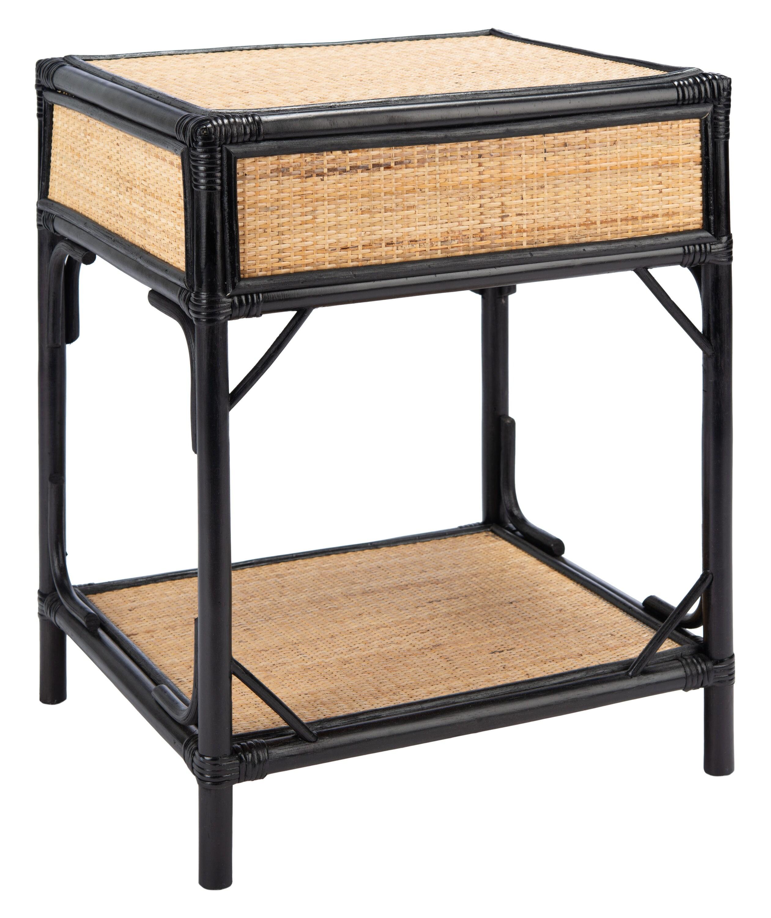 Roya 1 Drawer 1 Shelf Nightstand - NST4005 - Black/Natural - Safavieh