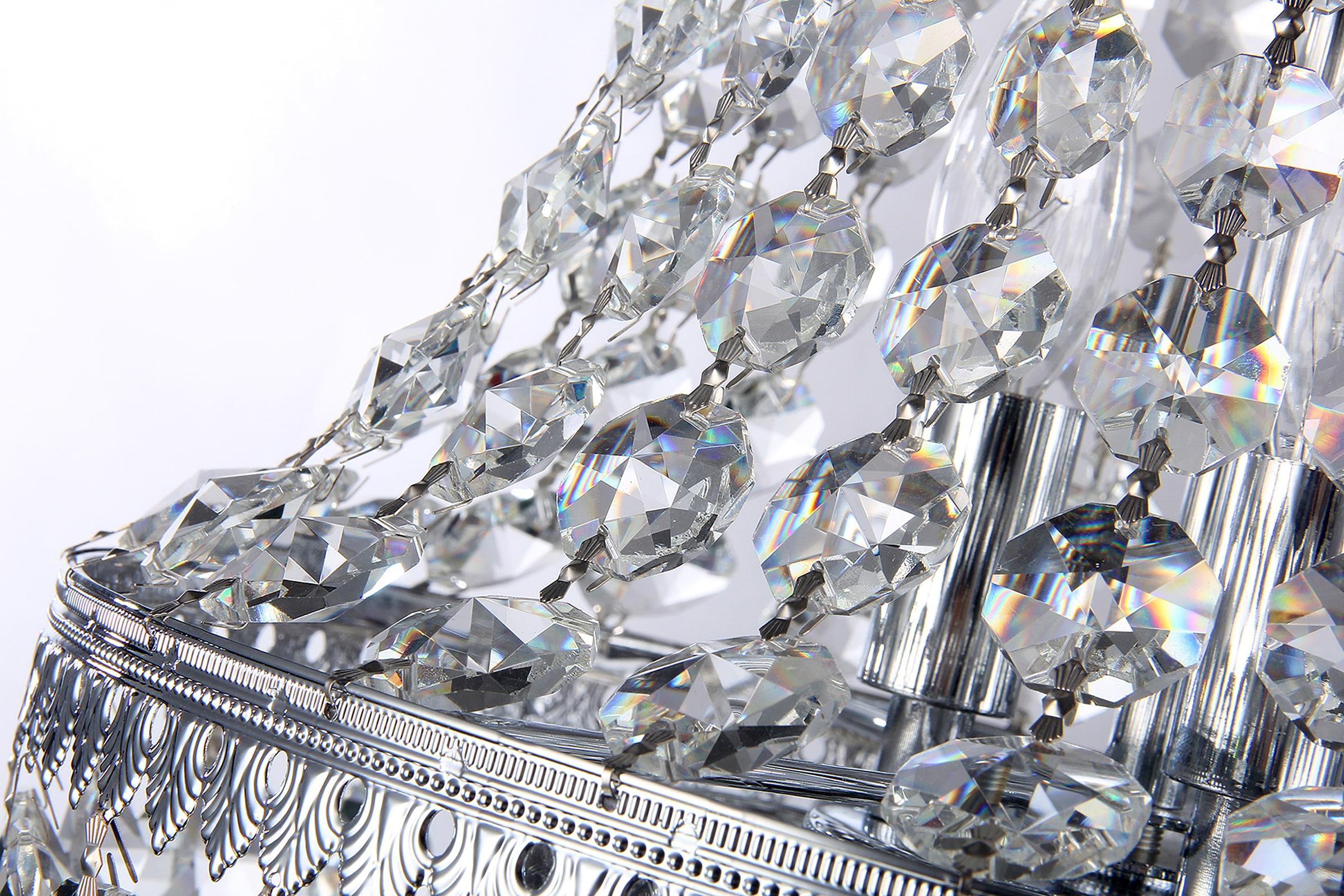 Edvivi 6-Light Chrome Crystal Empire Chandelier Pendant Ceiling Fixture | Glam Lighting