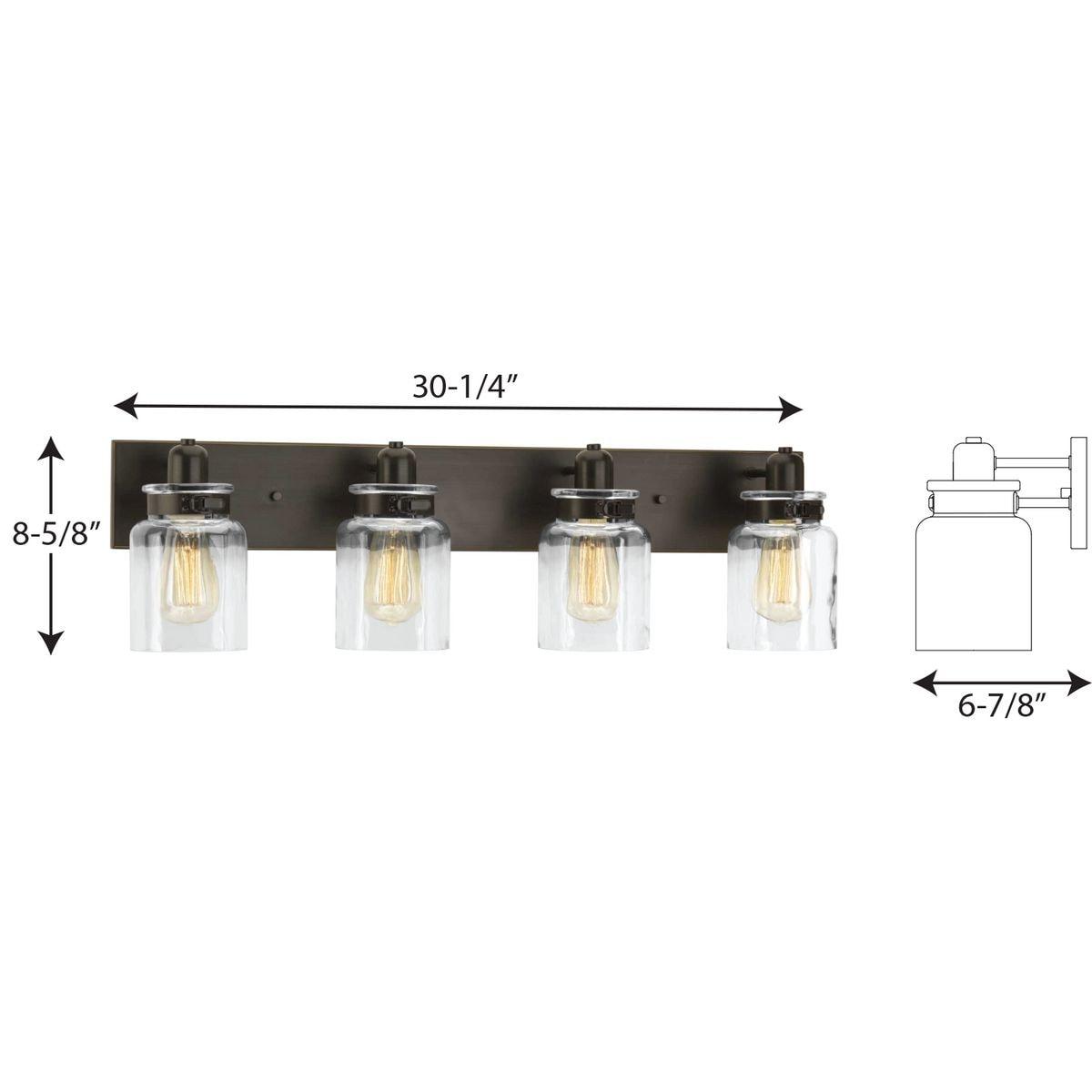 Progress Lighting Calhoun 4-Light Bath Vanity, Brushed Nickel, Clear Glass Shade