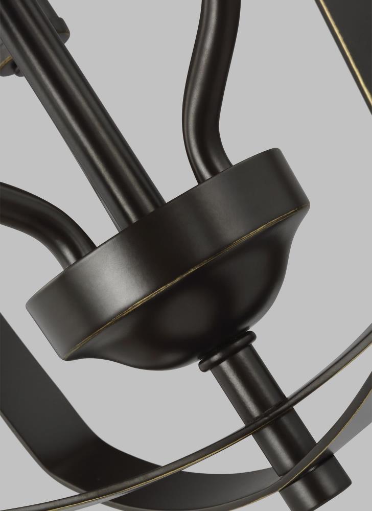 Romee Bronze 3-Light Classic Lantern Pendant with Glass Accents