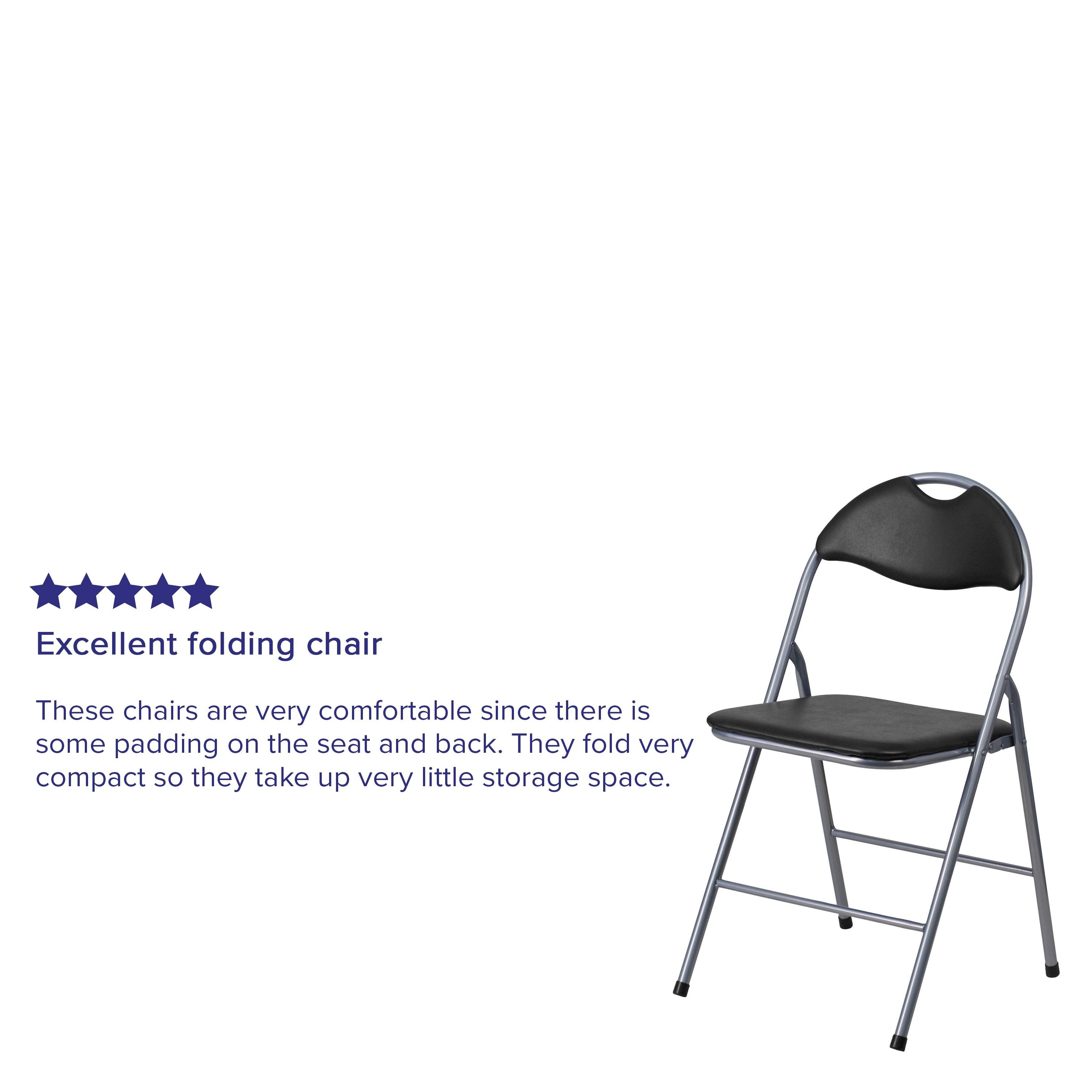 HERCULES Series Black Vinyl Metal Folding Chair With Carrying Handle