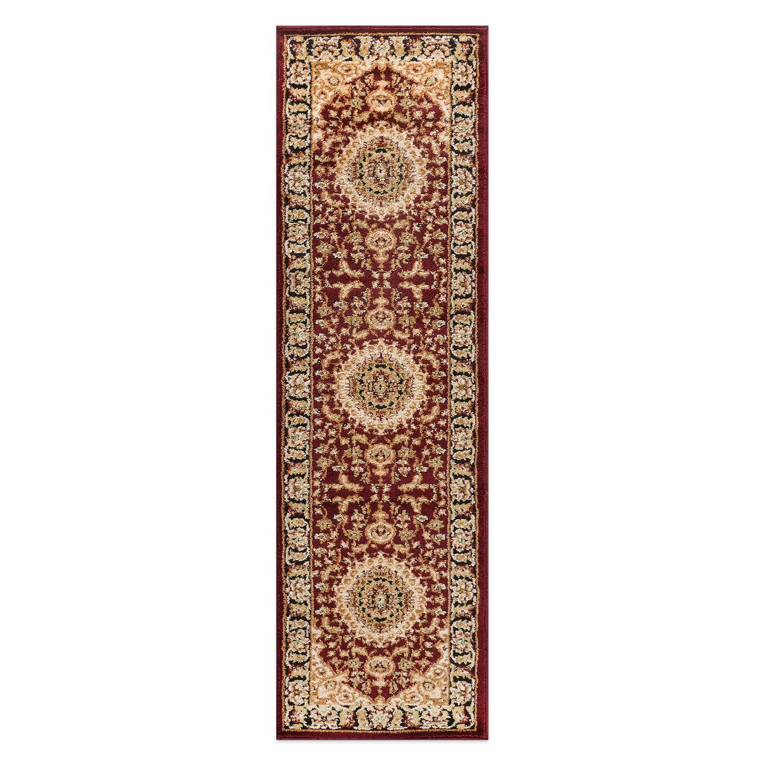 World Rug Gallery Traditional Oriental Medallion Area Rug - BURGUNDY 2'7"x8'