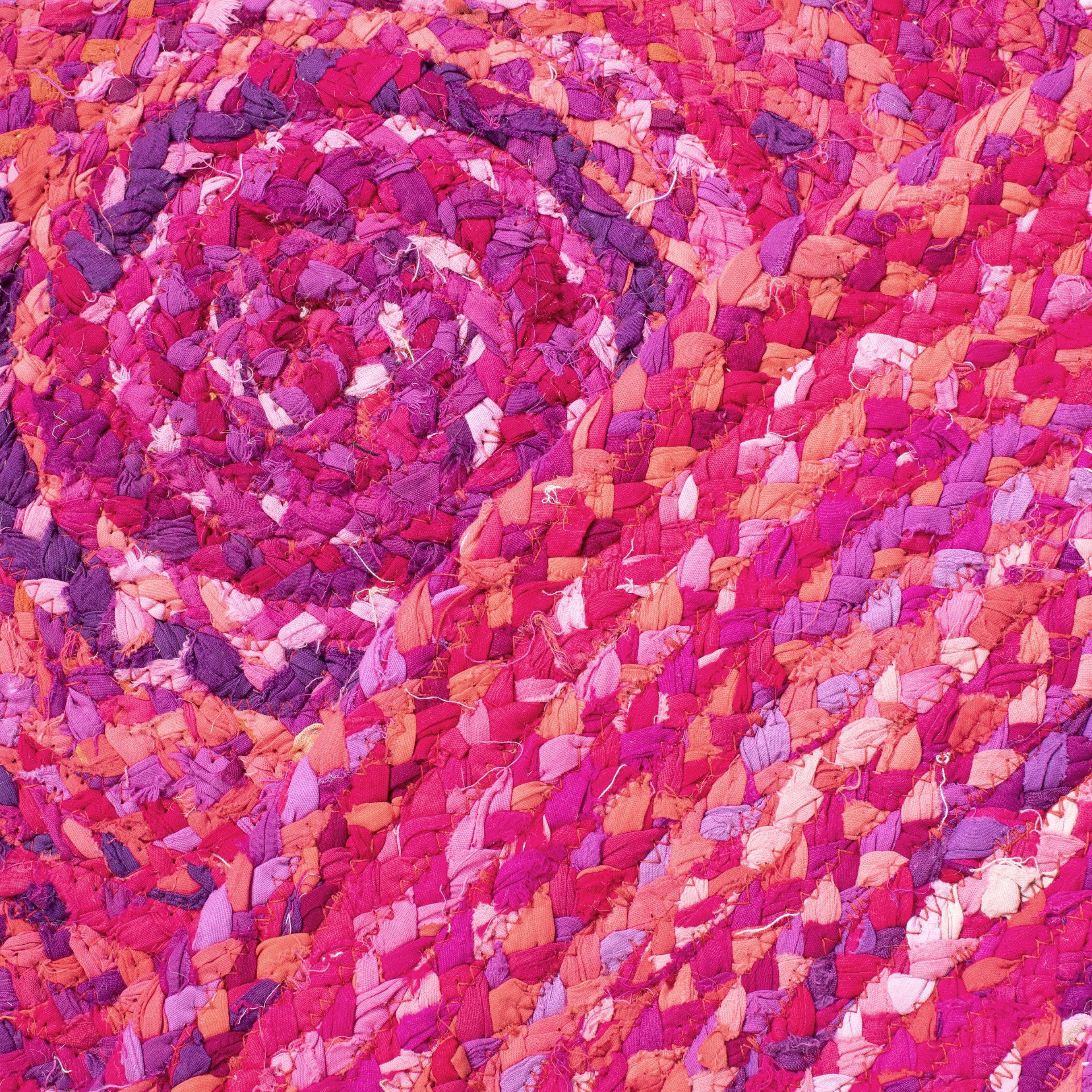 Braided BRD452 Hand Woven Indoor Area Rug - Pink/Fuchsia - 6' Round - Safavieh