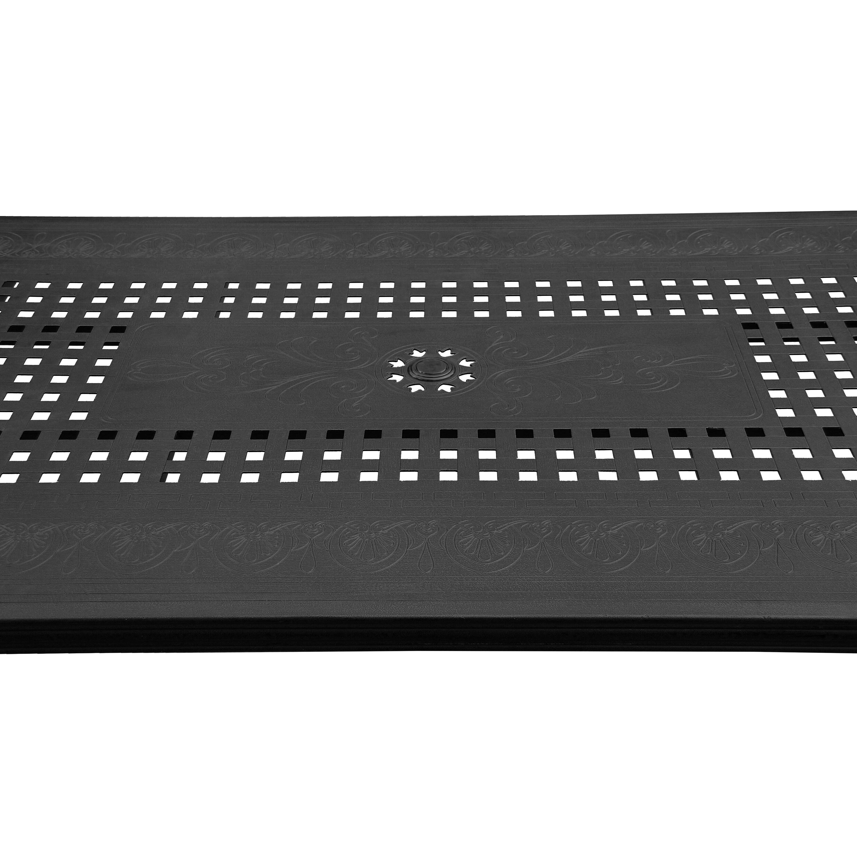 Oakland Living 95" Rectangular Modern Outdoor Mesh Lattice Aluminum Patio Dining Set with 8 Arm Chairs Black