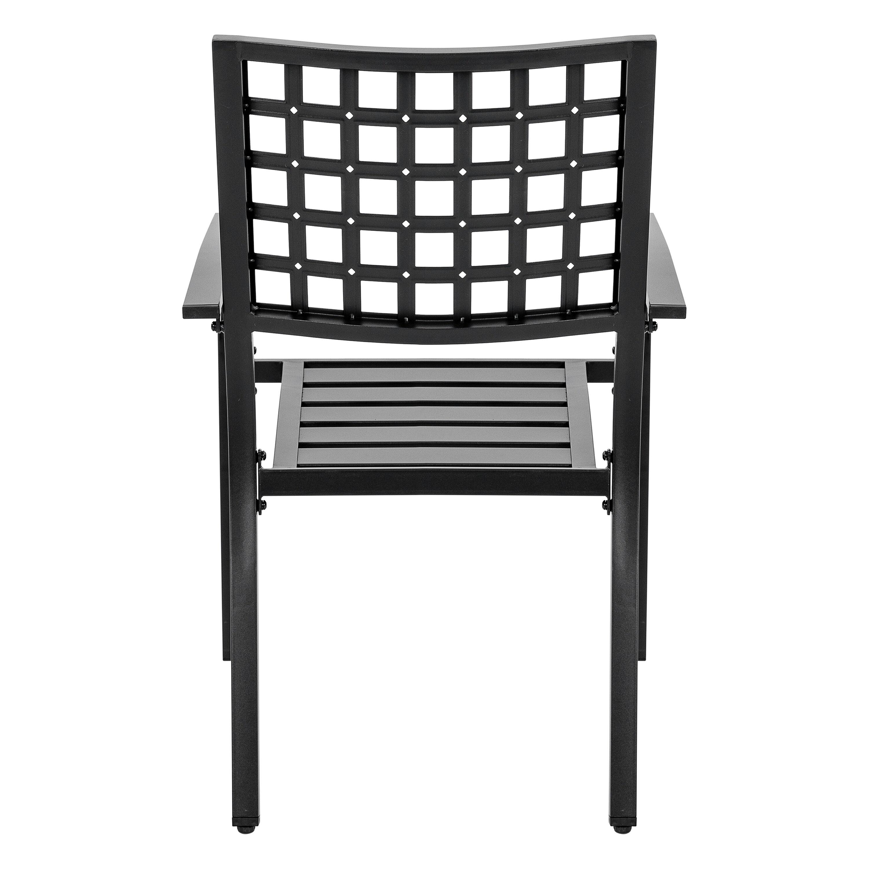 Nuu Garden Outdoor Dining Chair, Patio Dining Chair Set, Stackable Design, All-weather Iron Frame with Powder-coated Finish for Indoors and Outdoors, Patio, Deck, Garden, Yard, Black