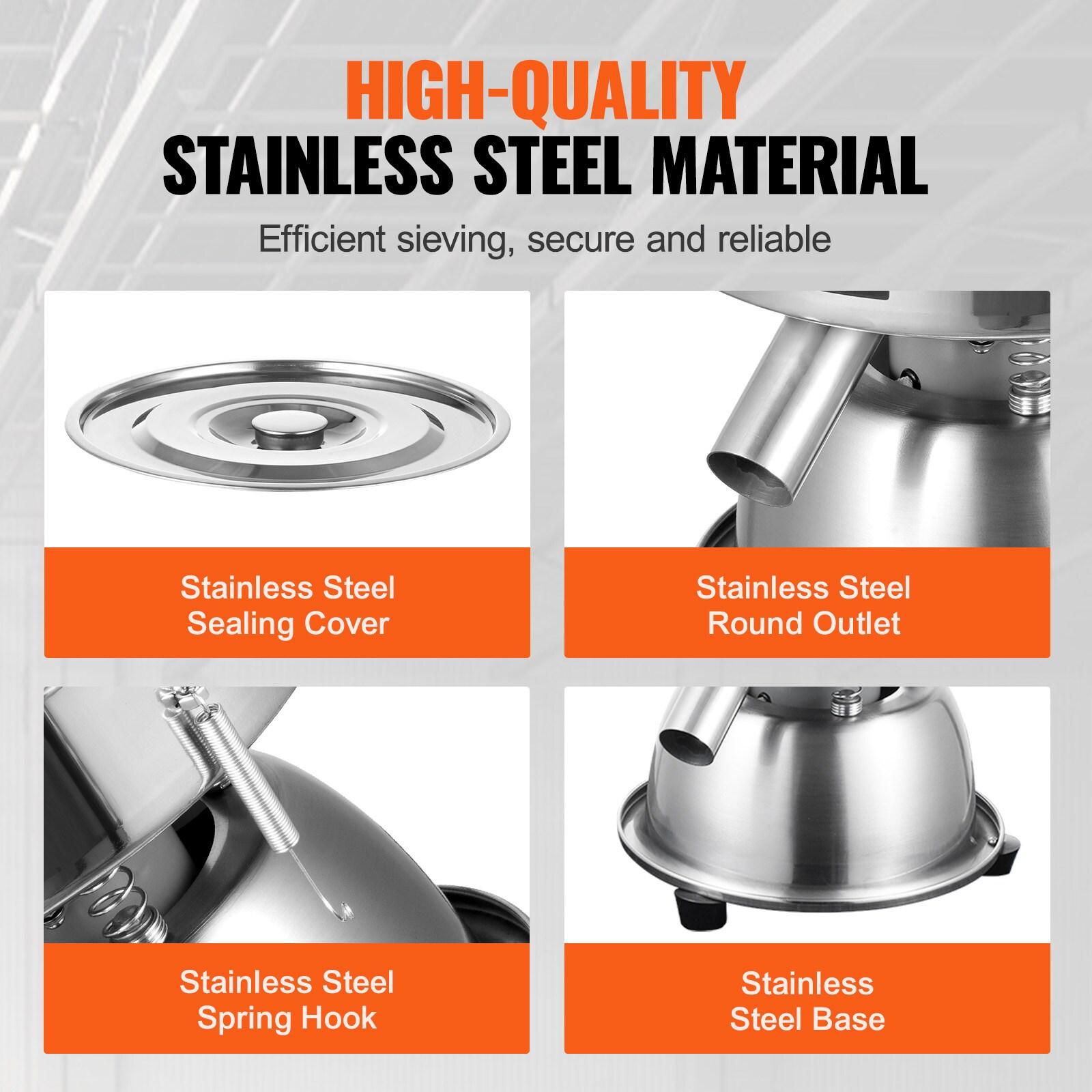 VEVOR Automatic Electric Vibrating Sieve, Stainless Steel Sifter Shaker Machine with 40+60 Mesh, 45W Automatic Powder Sifter Machine Countertop