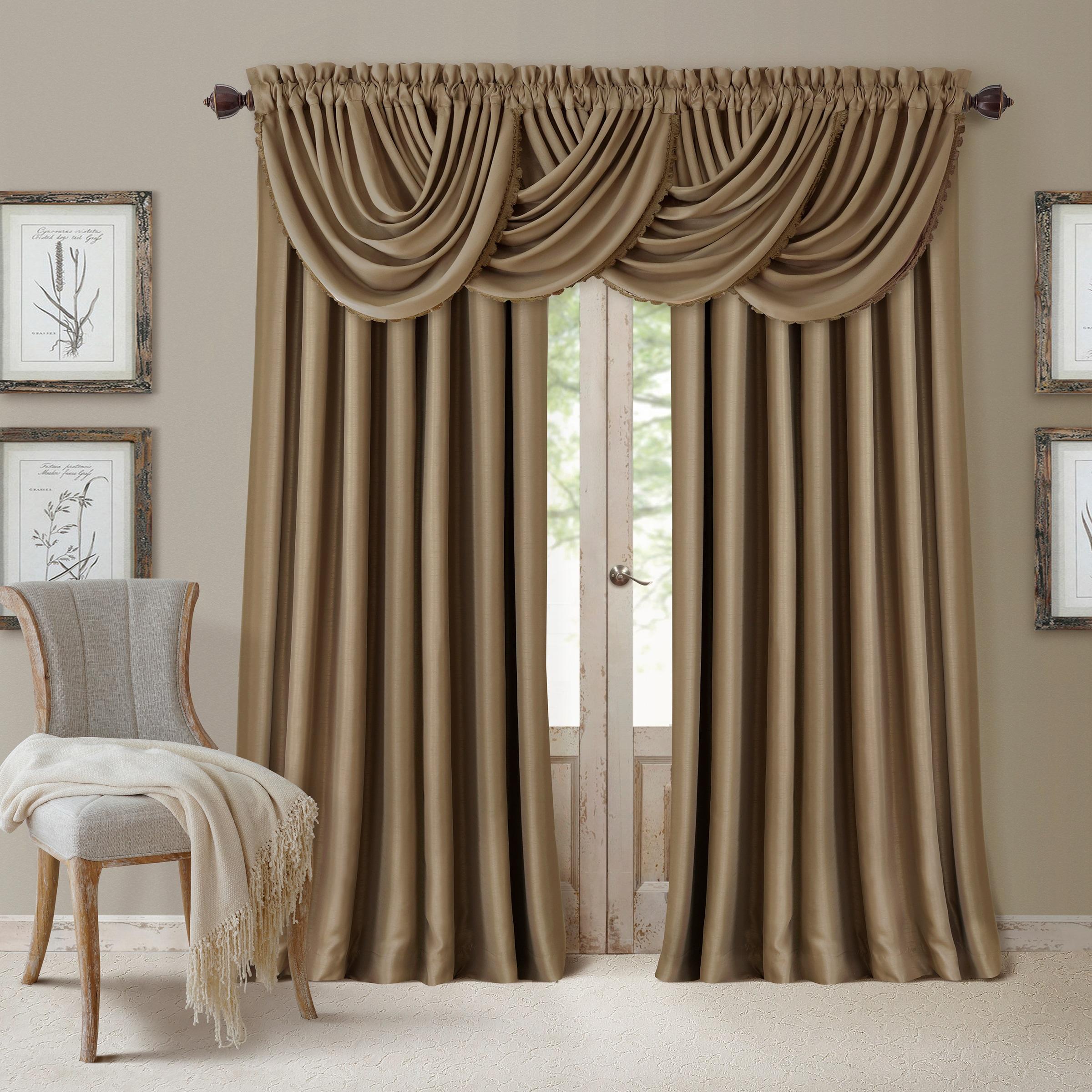 All Seasons Single Waterfall Window Valance - 52" x 36" - Antique Gold - Elrene Home Fashions