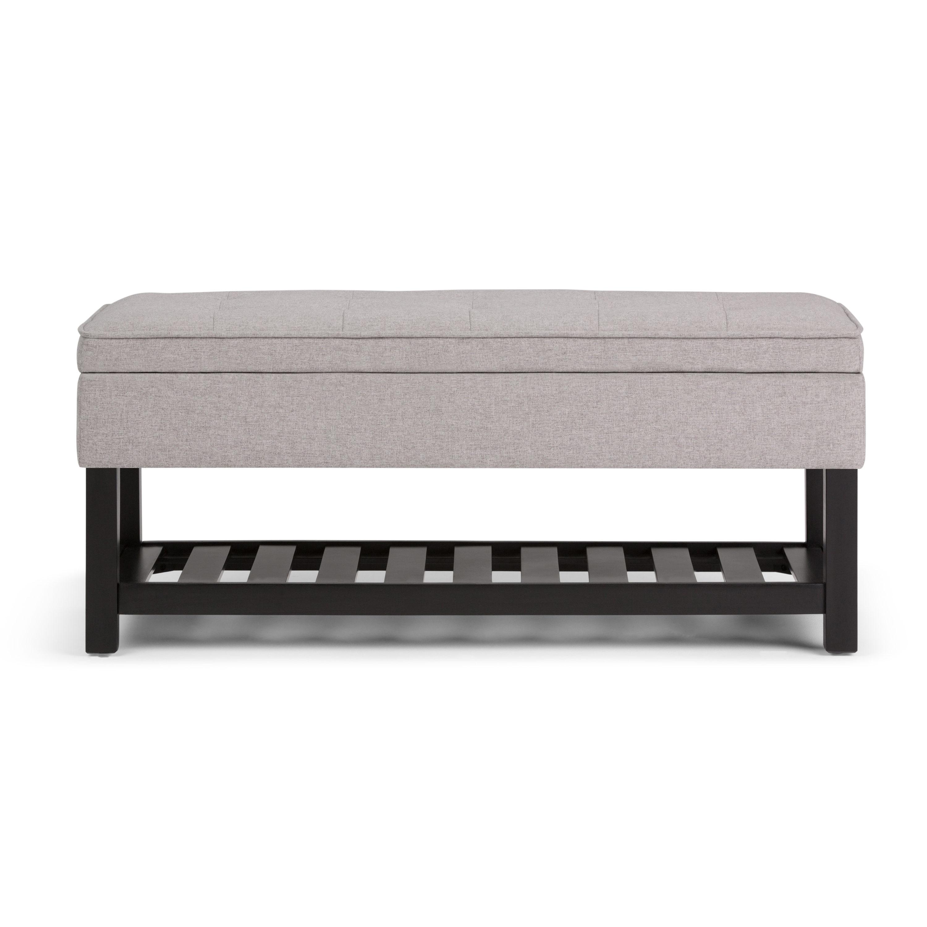 Simpli Home Cosmopolitan 44"W Transitional Tufted Storage Ottoman Bench with Lift Top