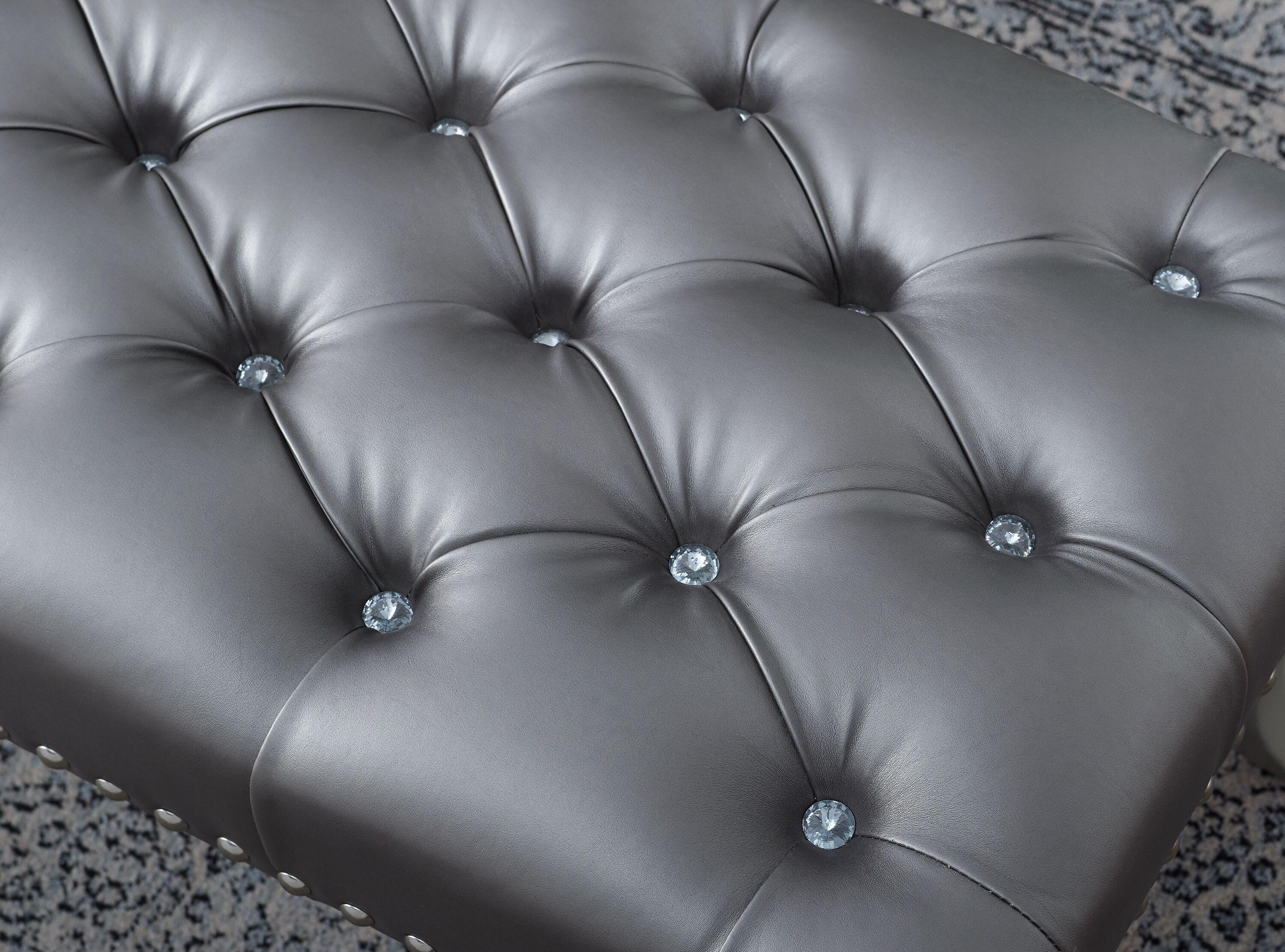 Roundhill Furniture Decor Maxem Tufted Faux Leather Upholstered Seat with Nailhead Trim Bench
