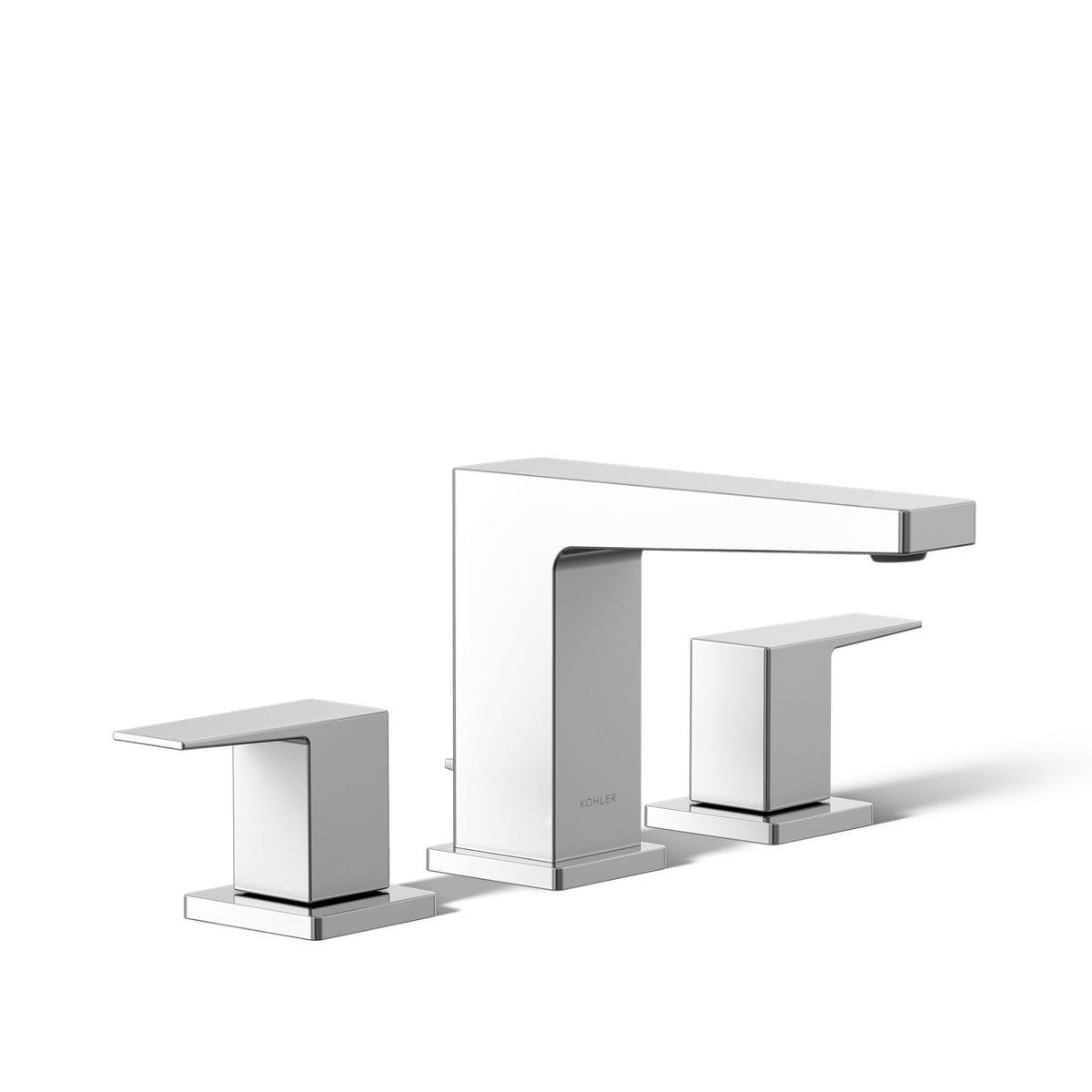 Kohler Honesty Widespread Bathroom Faucet with Pop-Up Drain Assembly, 3-Hole 2-Handle Bathroom Sink Faucet, 1.2 gpm