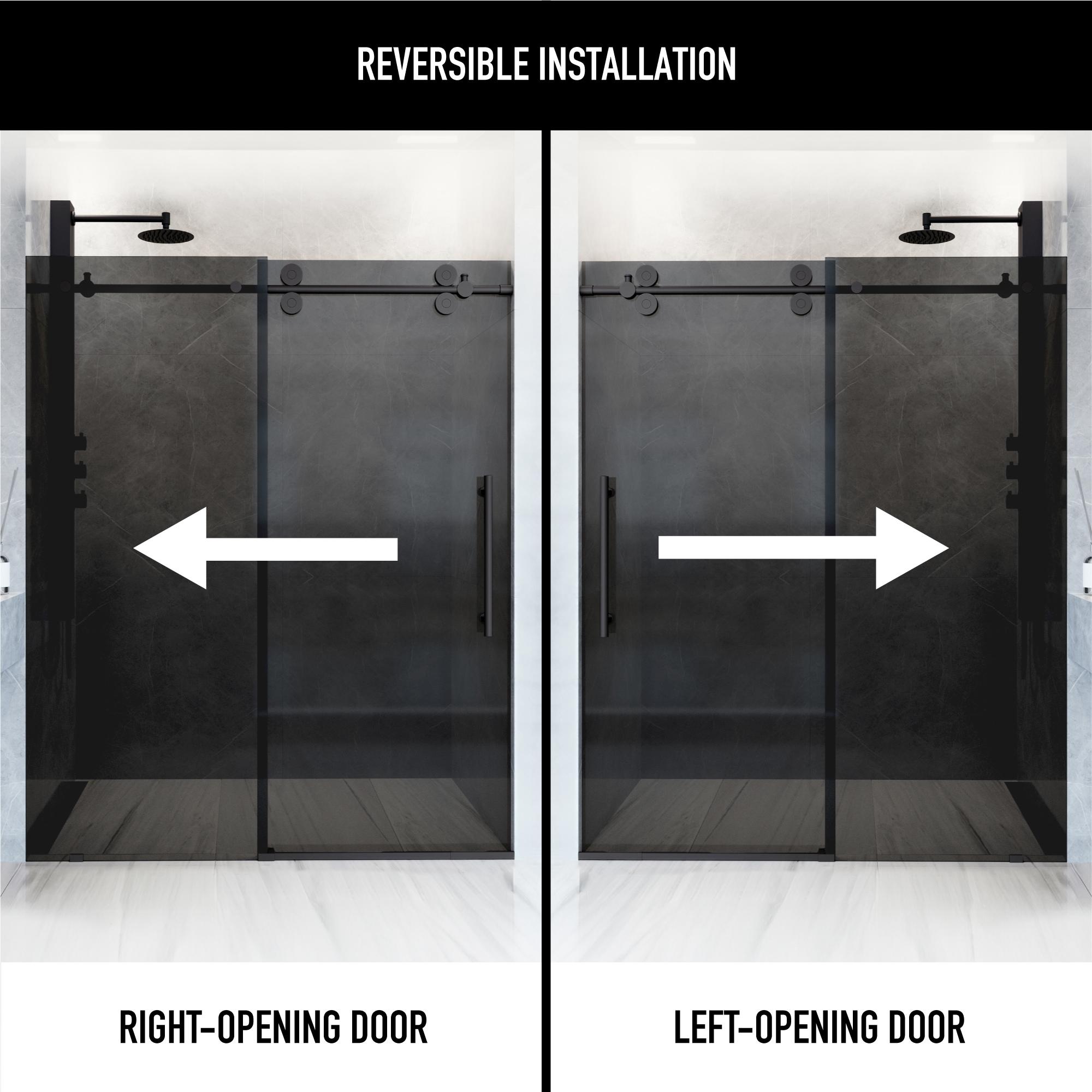 VIGO Elan 56-60" W x 74" H Sliding Frameless Shower Door with 3/8" Tinted Glass VG6041MBBLK6074