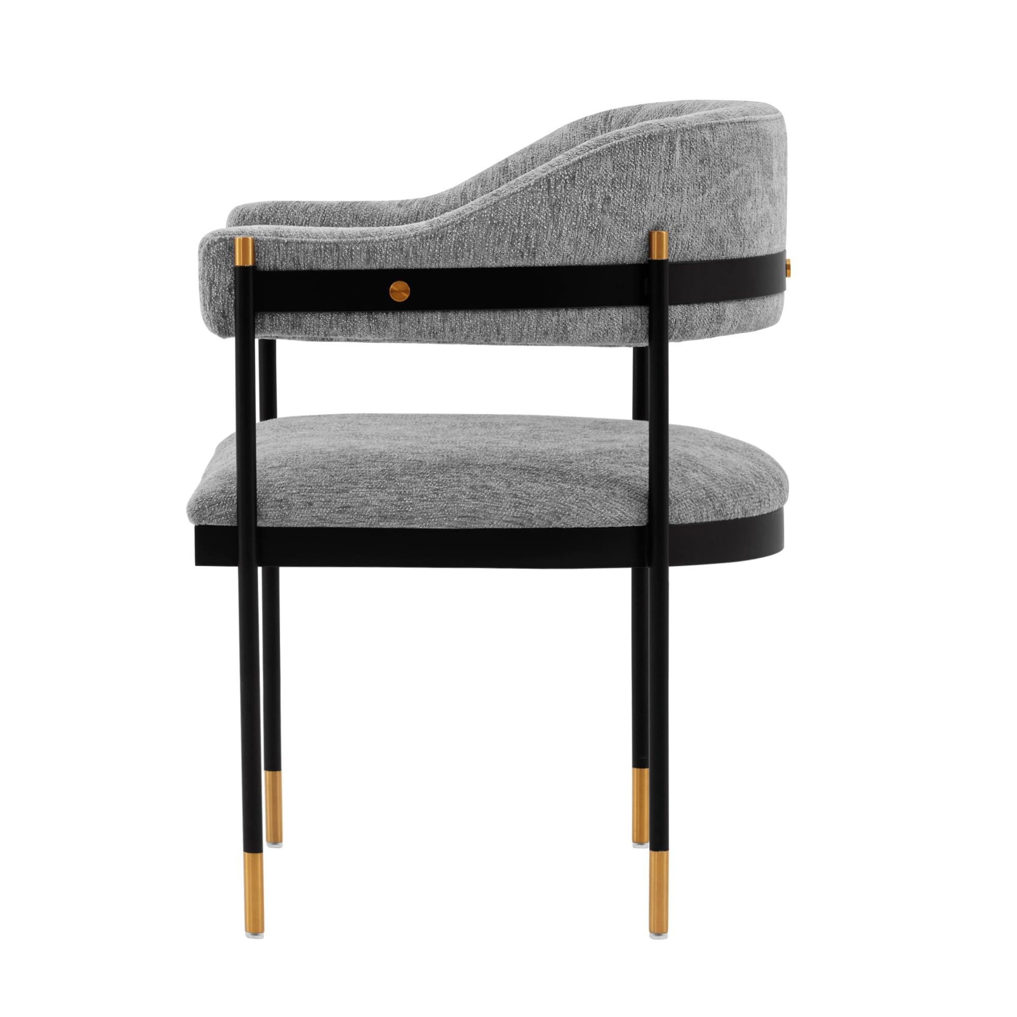 Set of 2 Lia Modern Boucle Dining Armchairs with Brushed Gold Accents - Manhattan Comfort