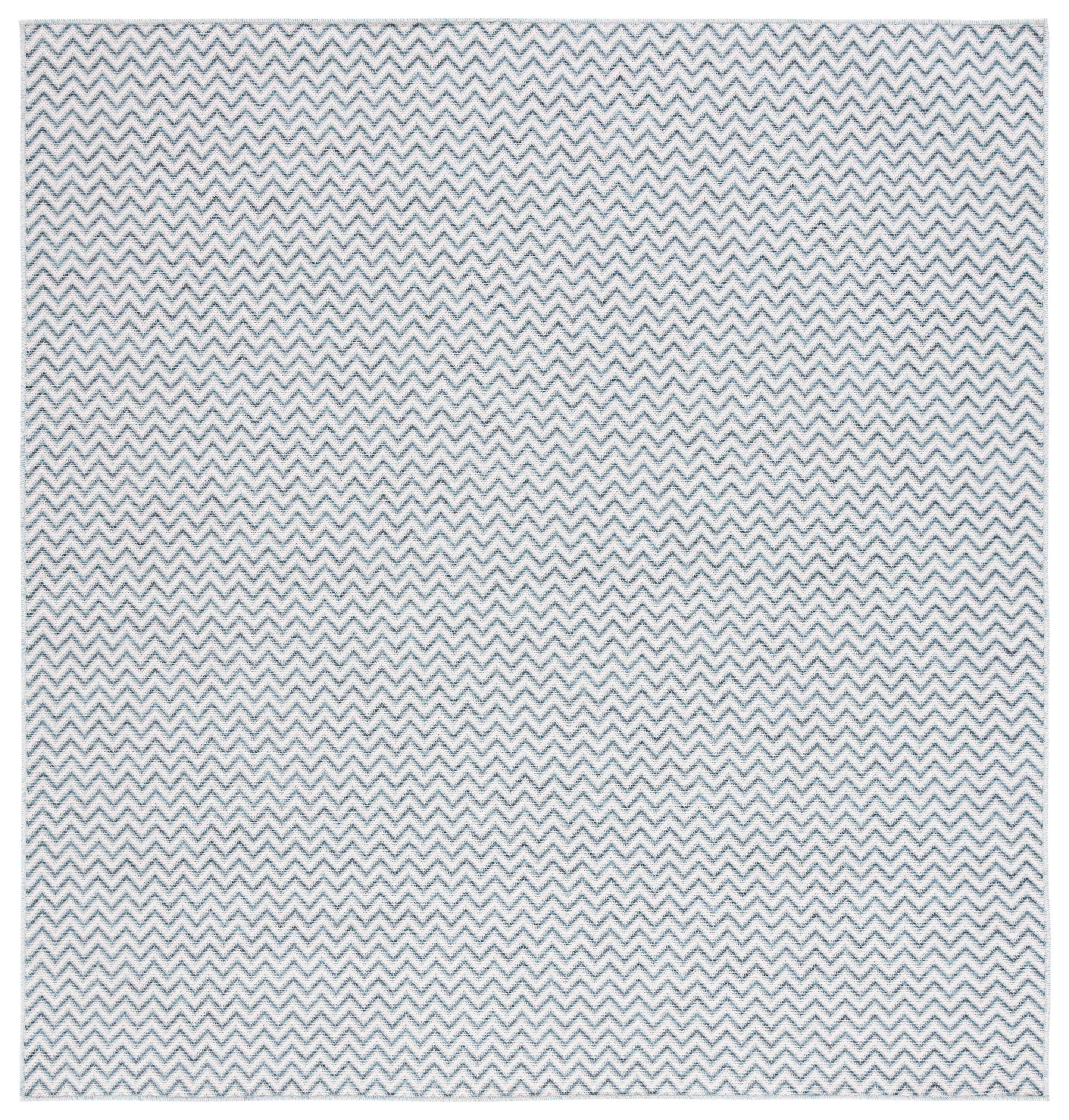 Hampton HTN231 Power Loomed Indoor/Outdoor Area Rug - Aqua Ivory/Multi - 6'5"x6'5" - Safavieh..