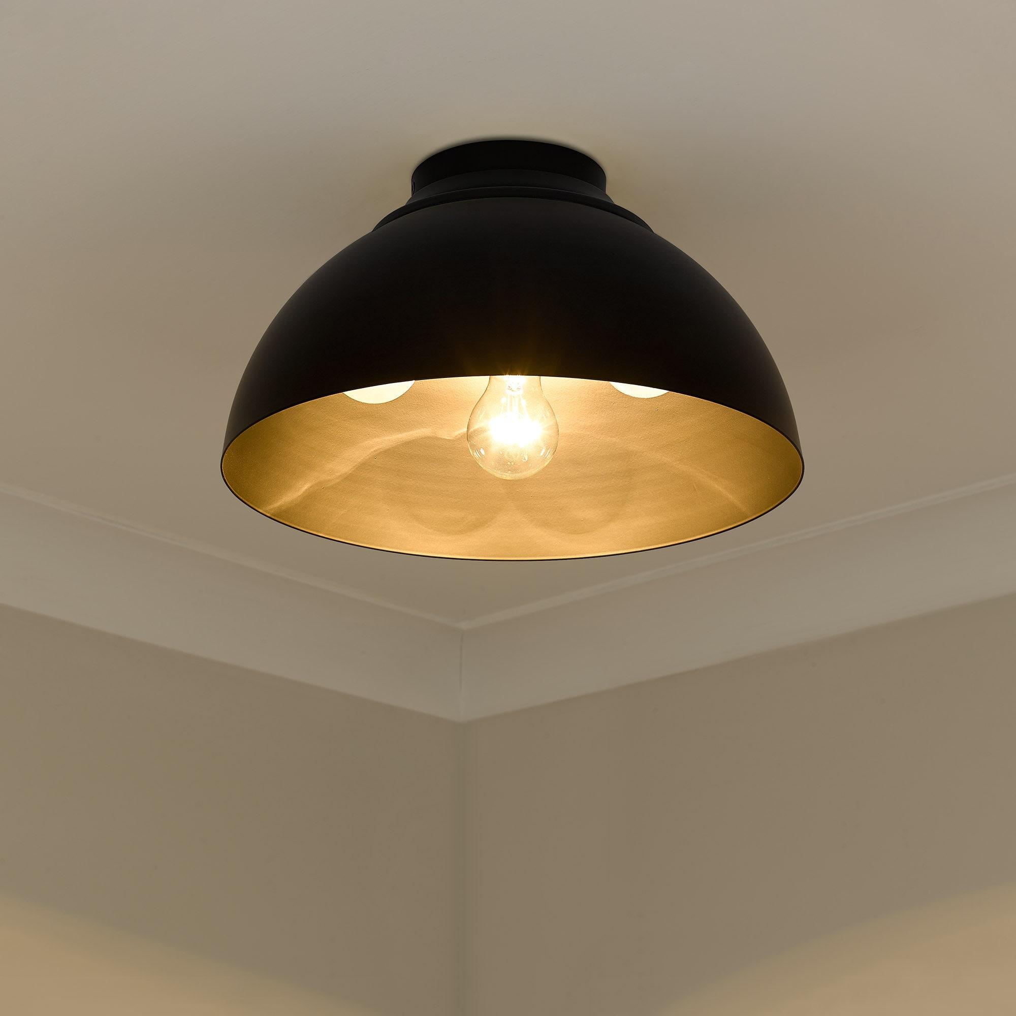 Golden Lighting Zoey 3-Light Flush Mount in Matte Black