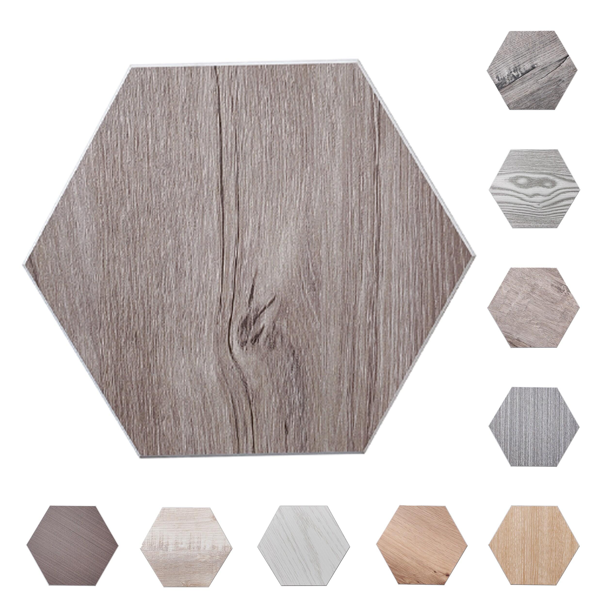 Tawny Hexagon Wood Grain Peel and Stick Wall Tiles