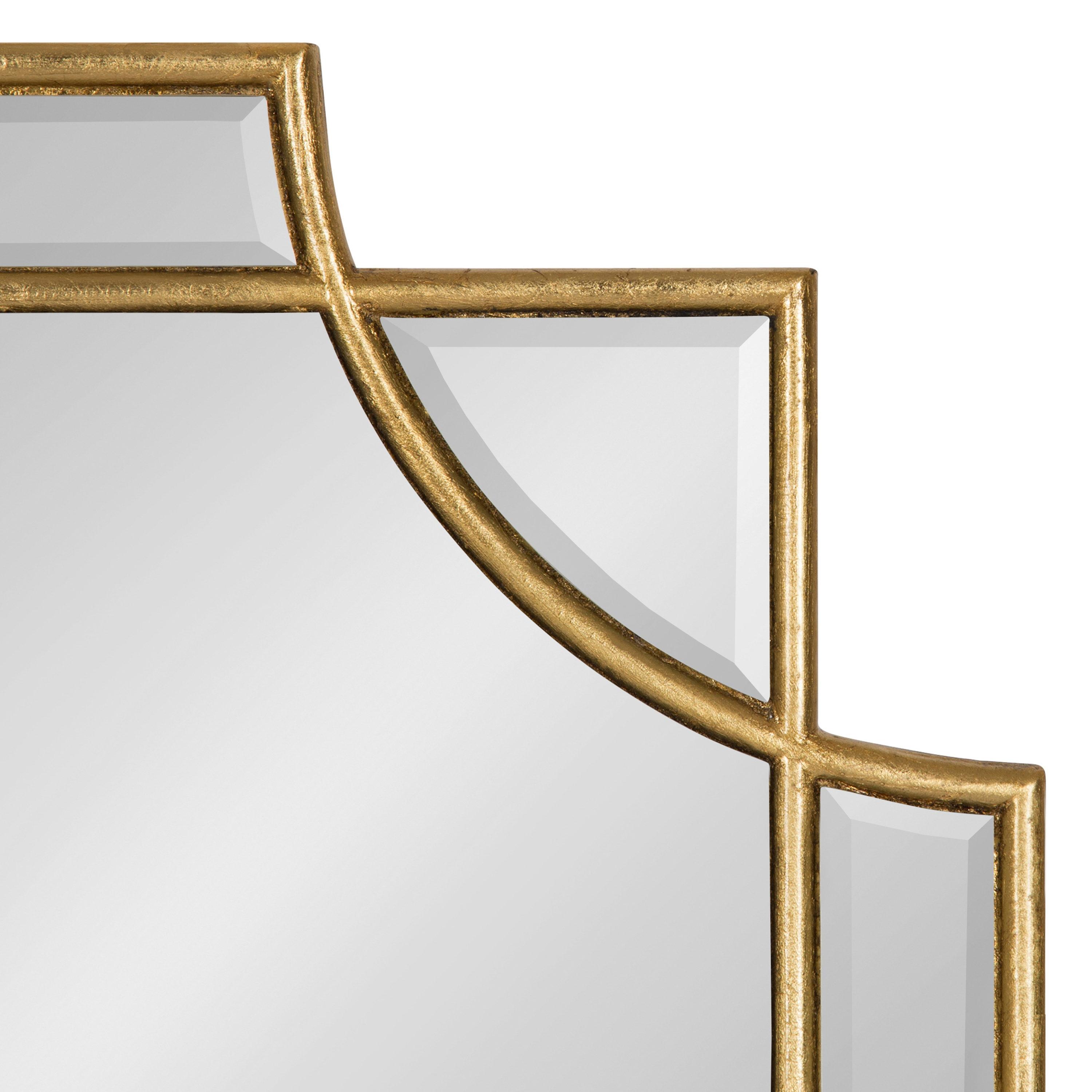 Kate and Laurel Minuette Glam Square Wall Mirror, 24" x 24", Gold, Elegant Traditional Home Decor With A Boho Charm
