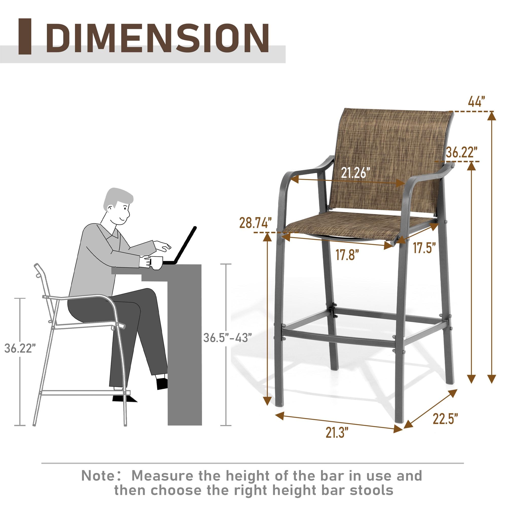 Crestlive Products Lightweight with Curved Backrest Weather-Resistant Bar Stools Set of 2, Earth