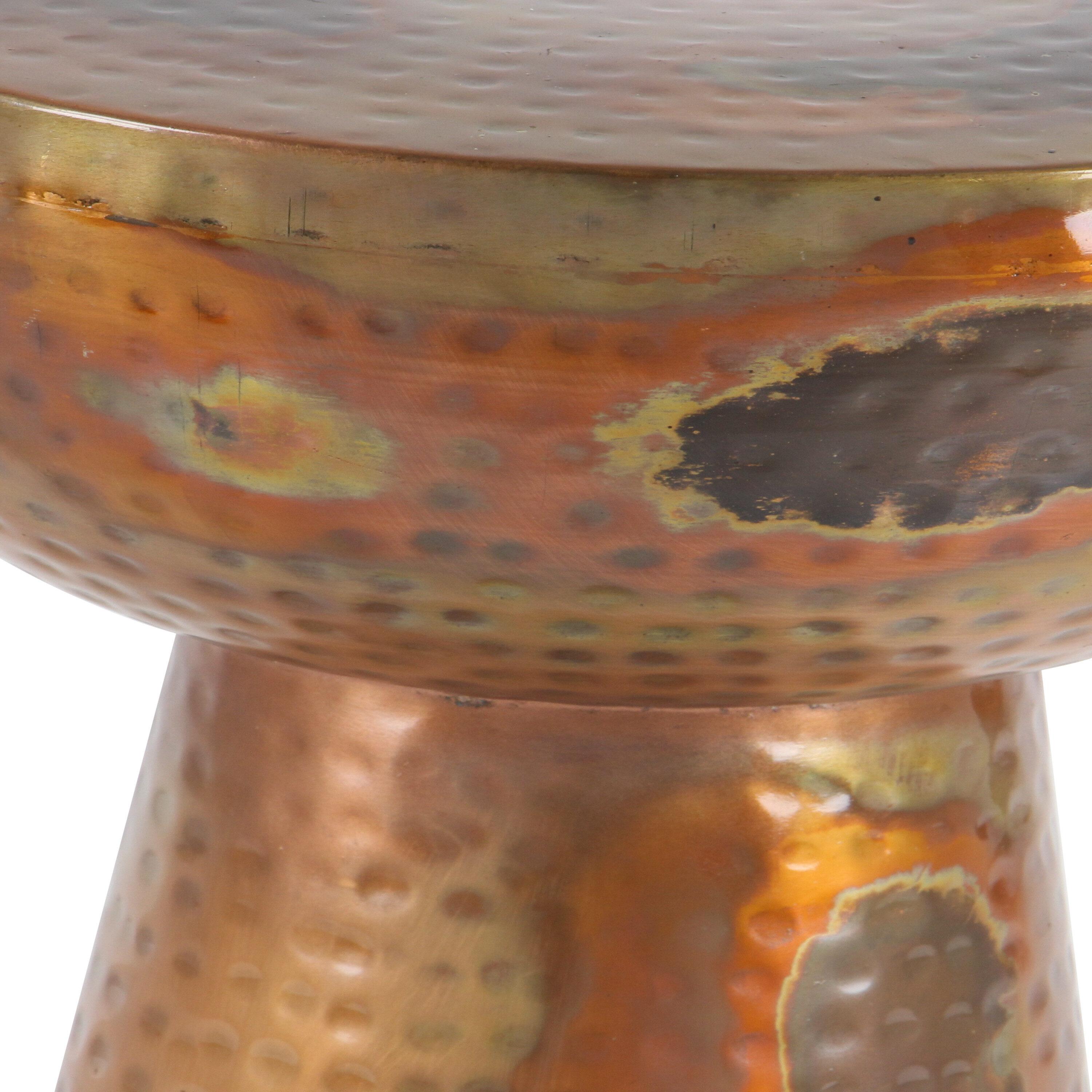 Ivy Bronx Dolina Metal Handmade Side End Accent Table with Hammered Design