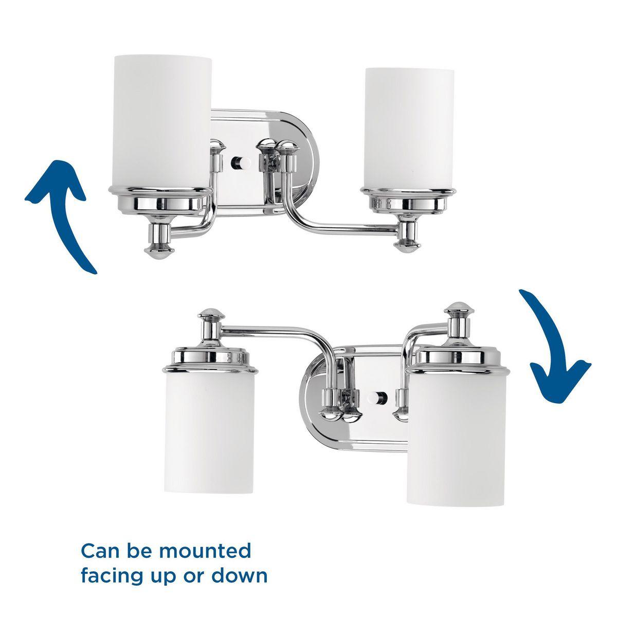 Progress Lighting Glide Collection 2-Light Bath Vanity in Polished Chrome with Etched Opal Glass Shade